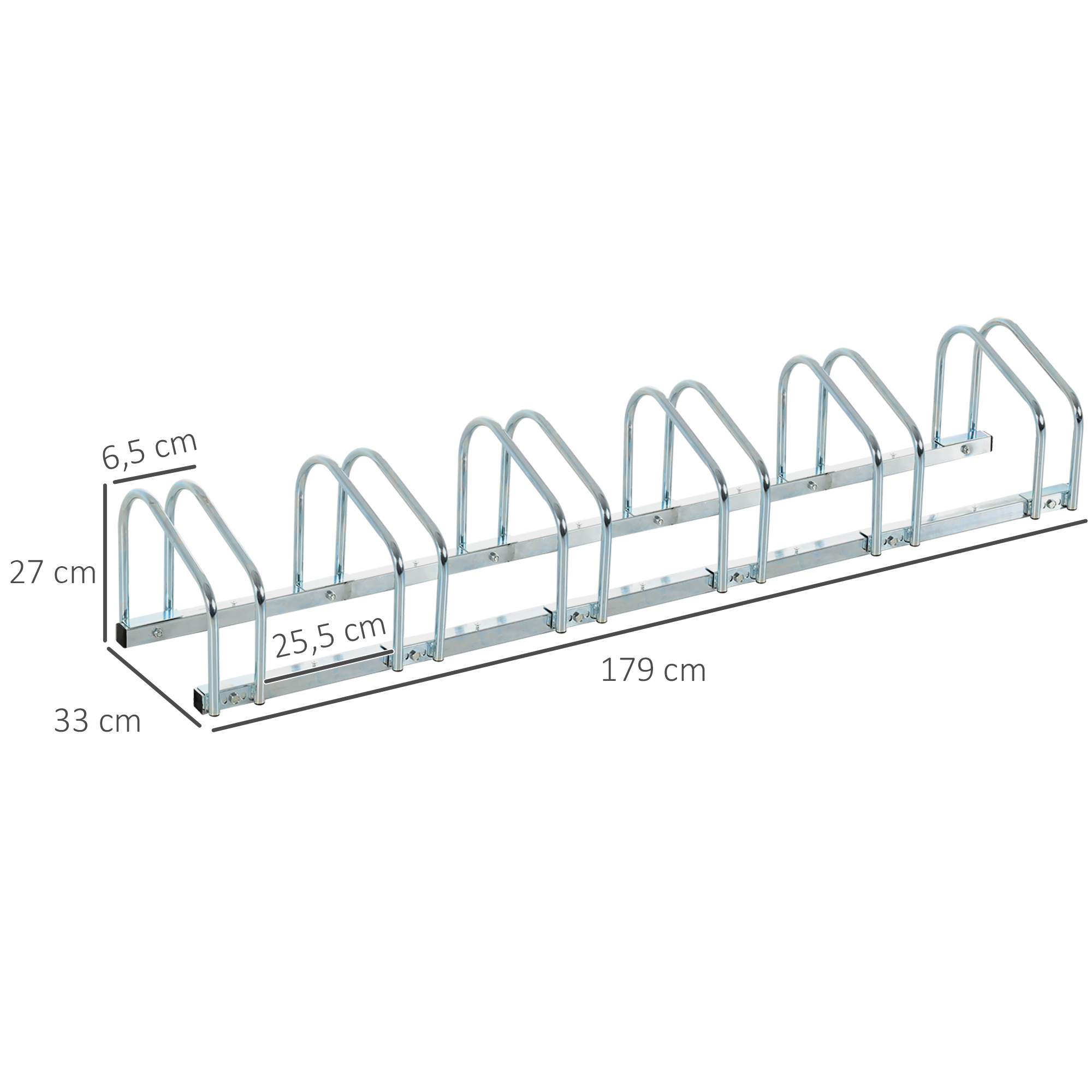 Aparcamiento Para 6 Bicicletas Soporte De Acero Para Aparcar Bicicletas En El Suelo O Pared 179x33x27 Cm Plata_ecoleips.com