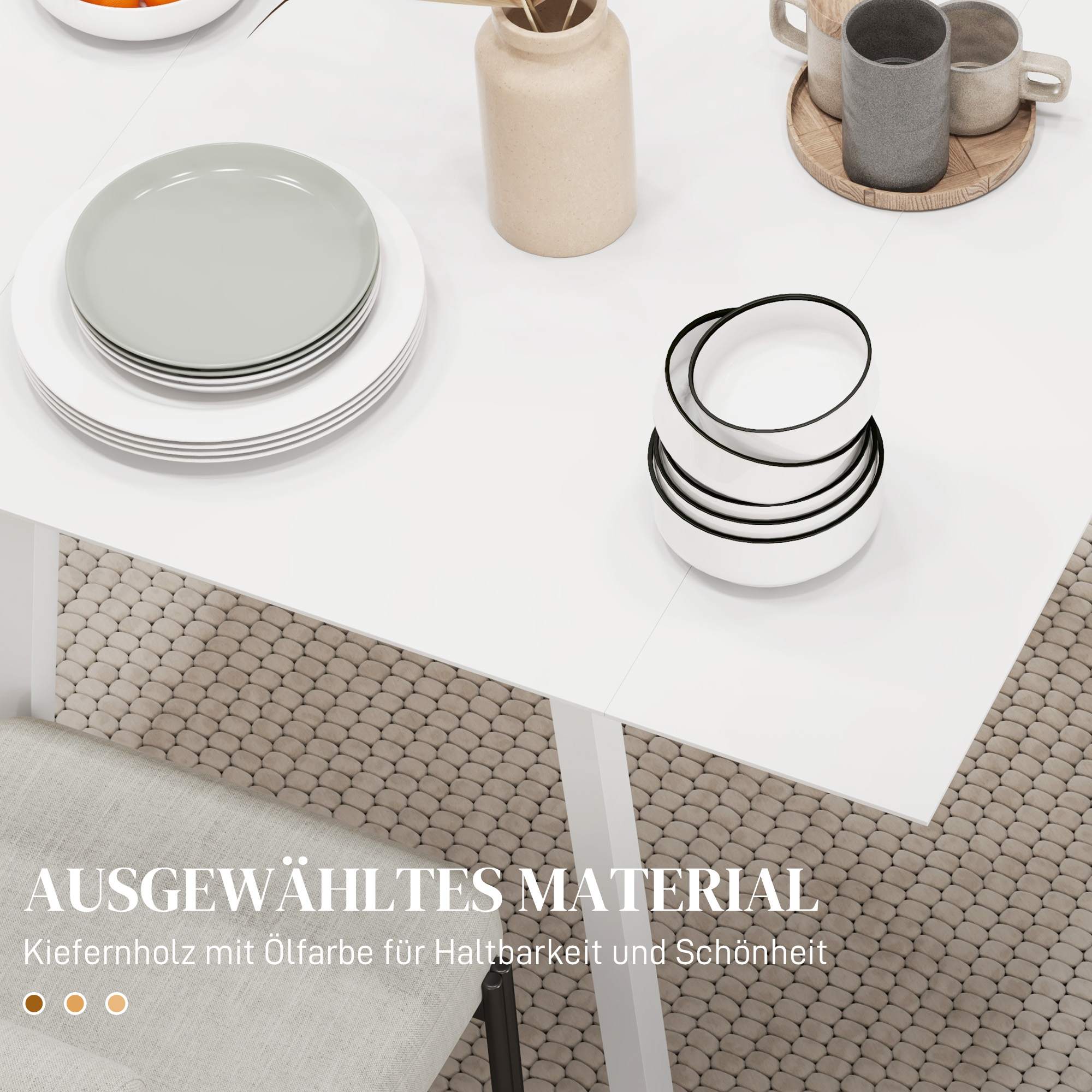 Klappbarer Esstisch/Küchentisch, 2 klappbare Tischplatten, 110 x 86 x 75 cm, Weiß_voghion.com