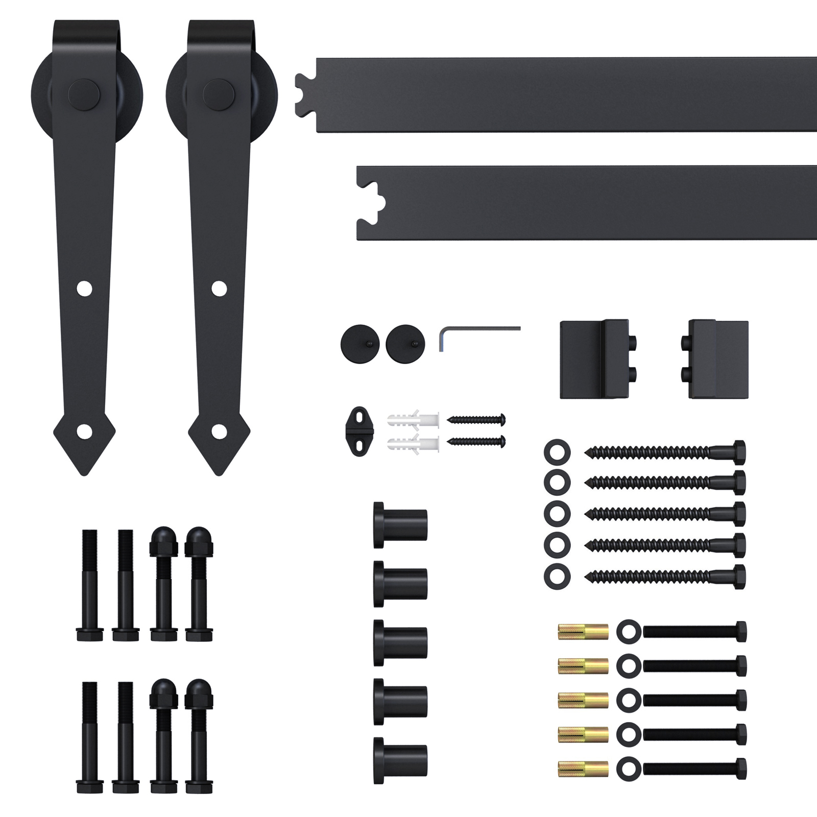 Kit coulissant pour porte 200 cm – vue complète avec rail et roulettes