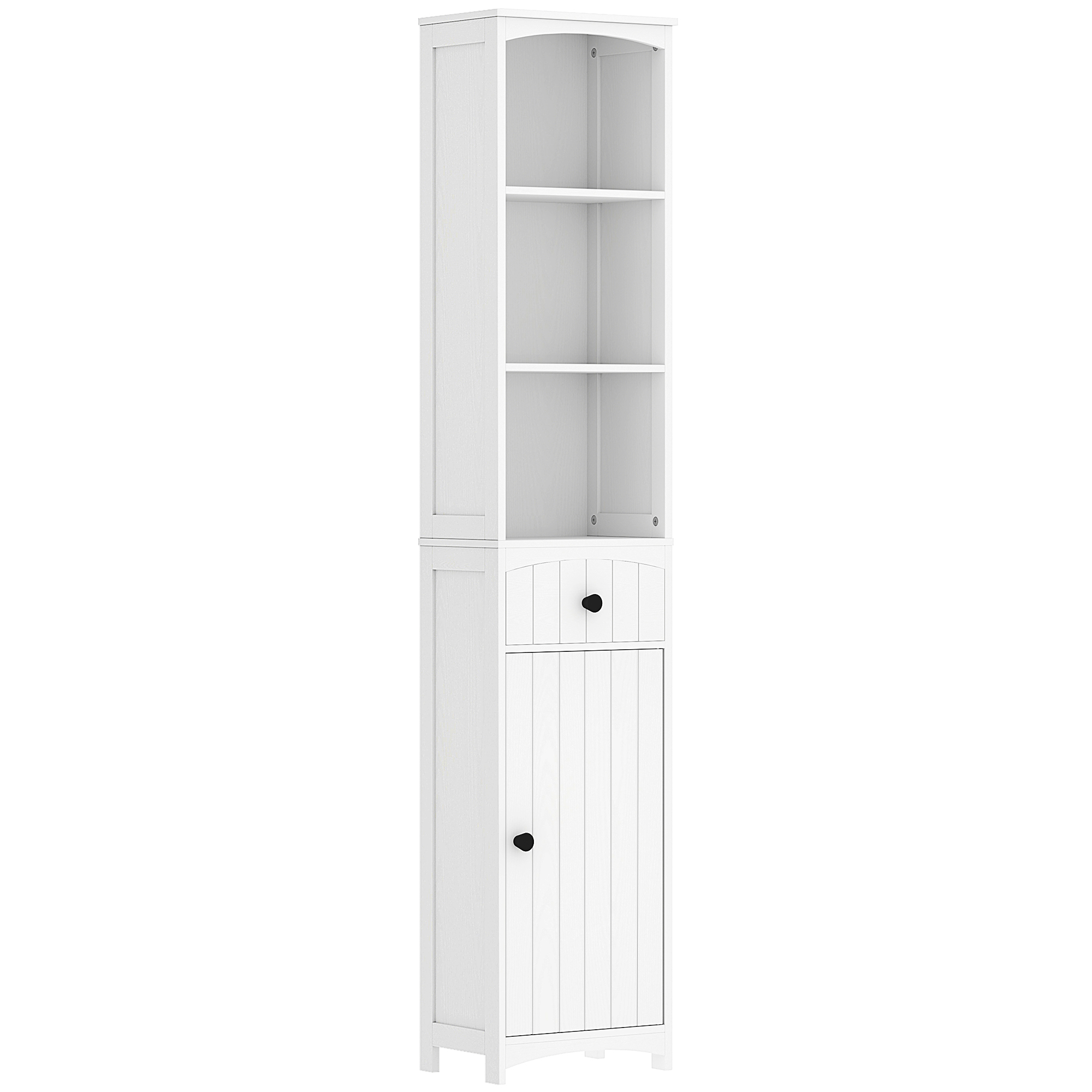 Badezimmerschrank mit 3 Einlegeböden, 1 Schublade, robust, MDF, weiß_voghion.com
