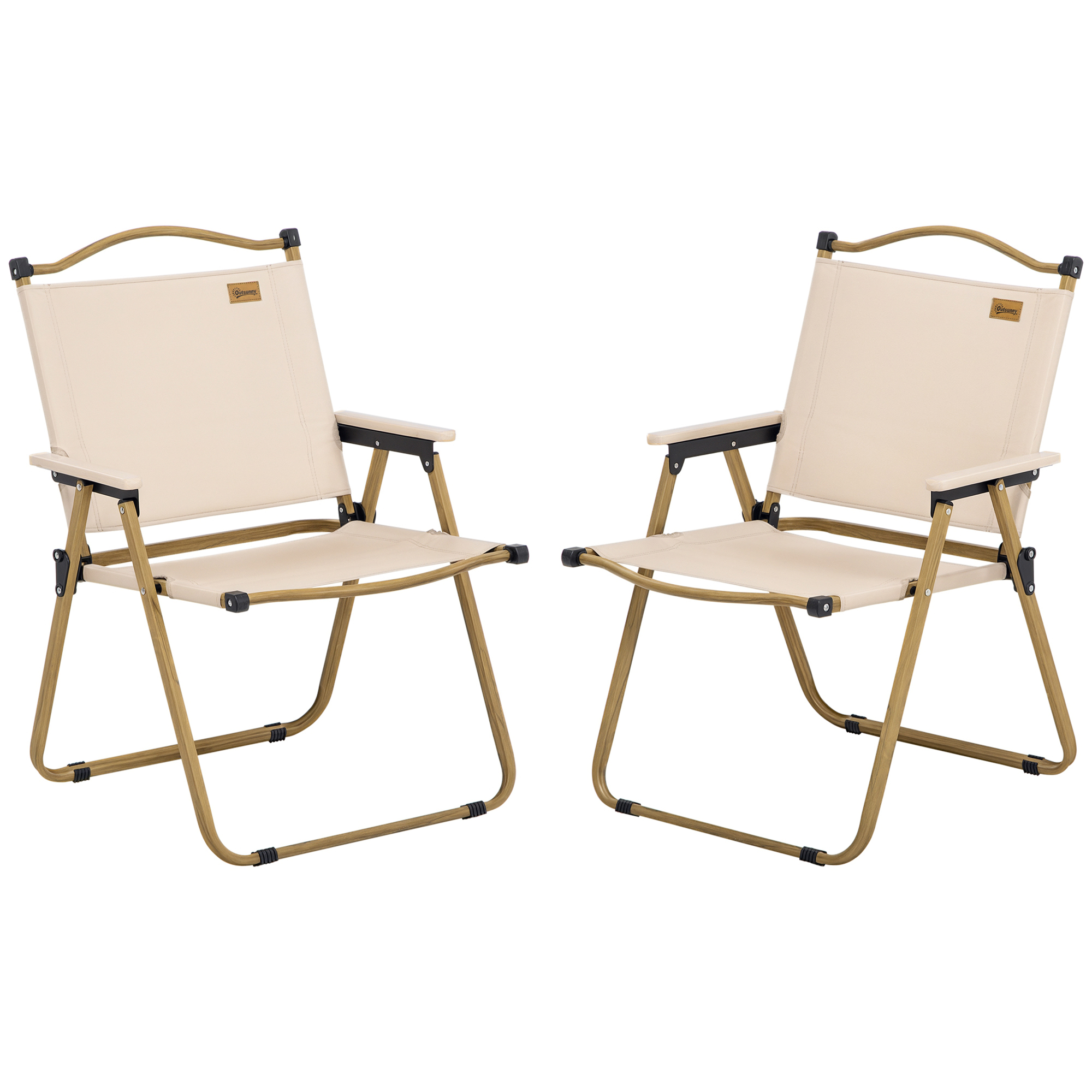 2 Pack Folding Camping Chair, Portable Beach Chairs Armchairs, Perfect for Festivals, Fishing, Picnic and Hiking, Khaki