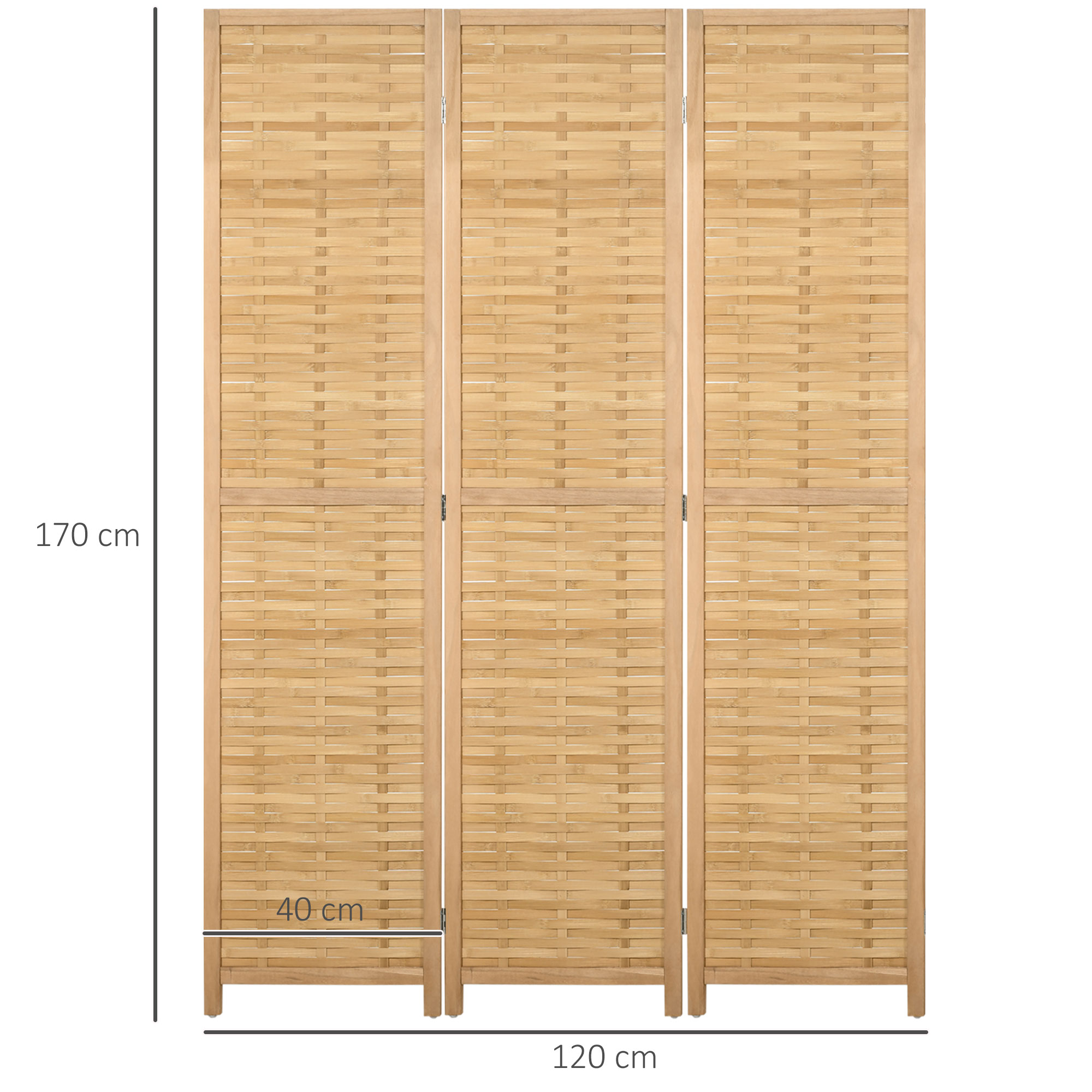 Paravento 3 pannelli in bambù separatore stanze stile rustico_voghion.com
