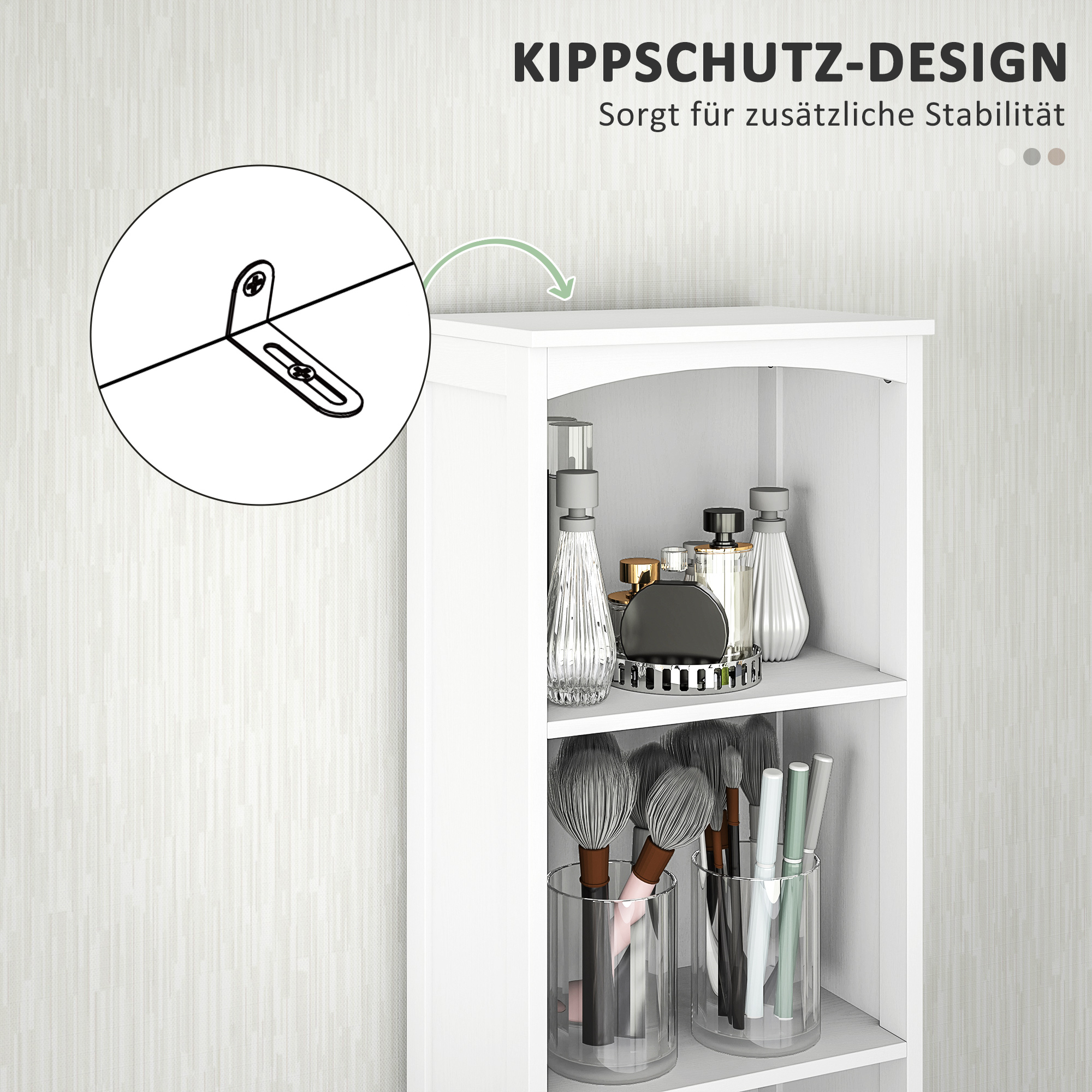 Badezimmerschrank mit 3 Einlegeböden, 1 Schublade, robust, MDF, weiß_voghion.com