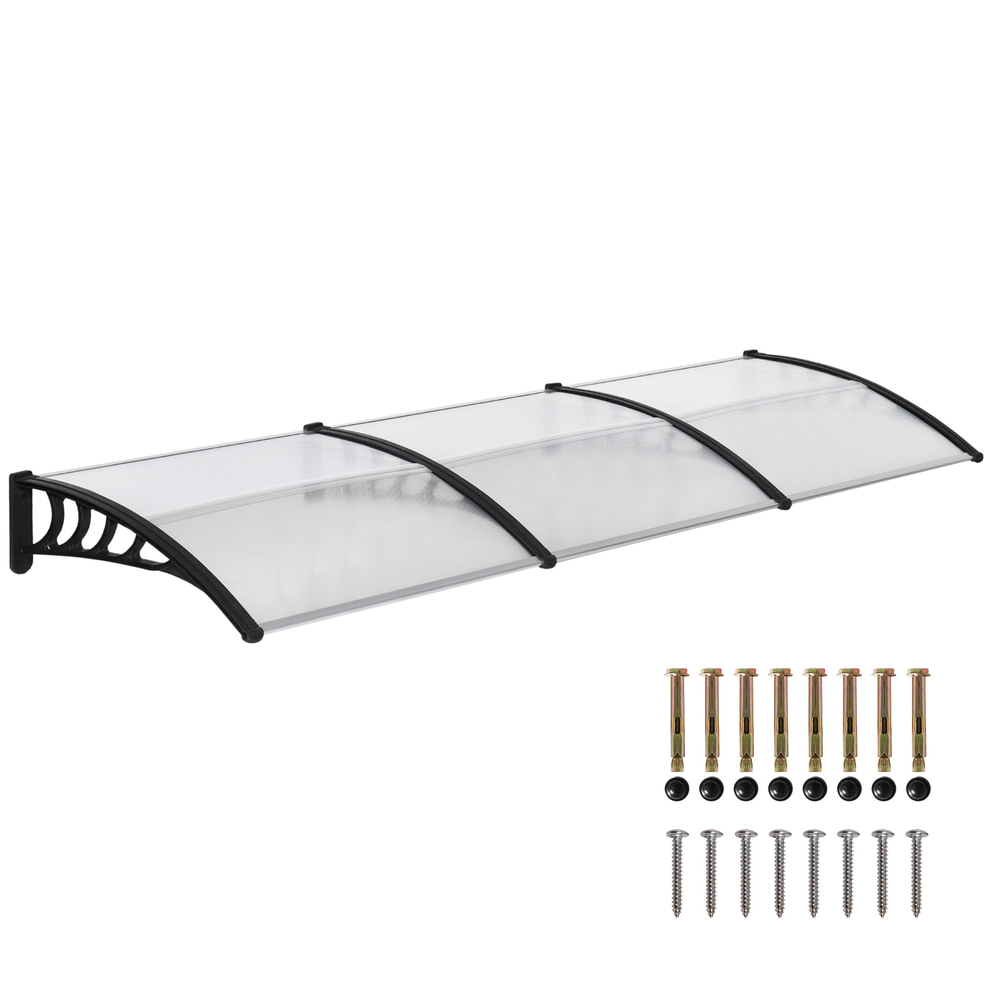 Marquesina Exterior Para Puertas Y Ventanas 303x96 Cm Tejadillo De Protección Policarbonato Transparente_voghion.com