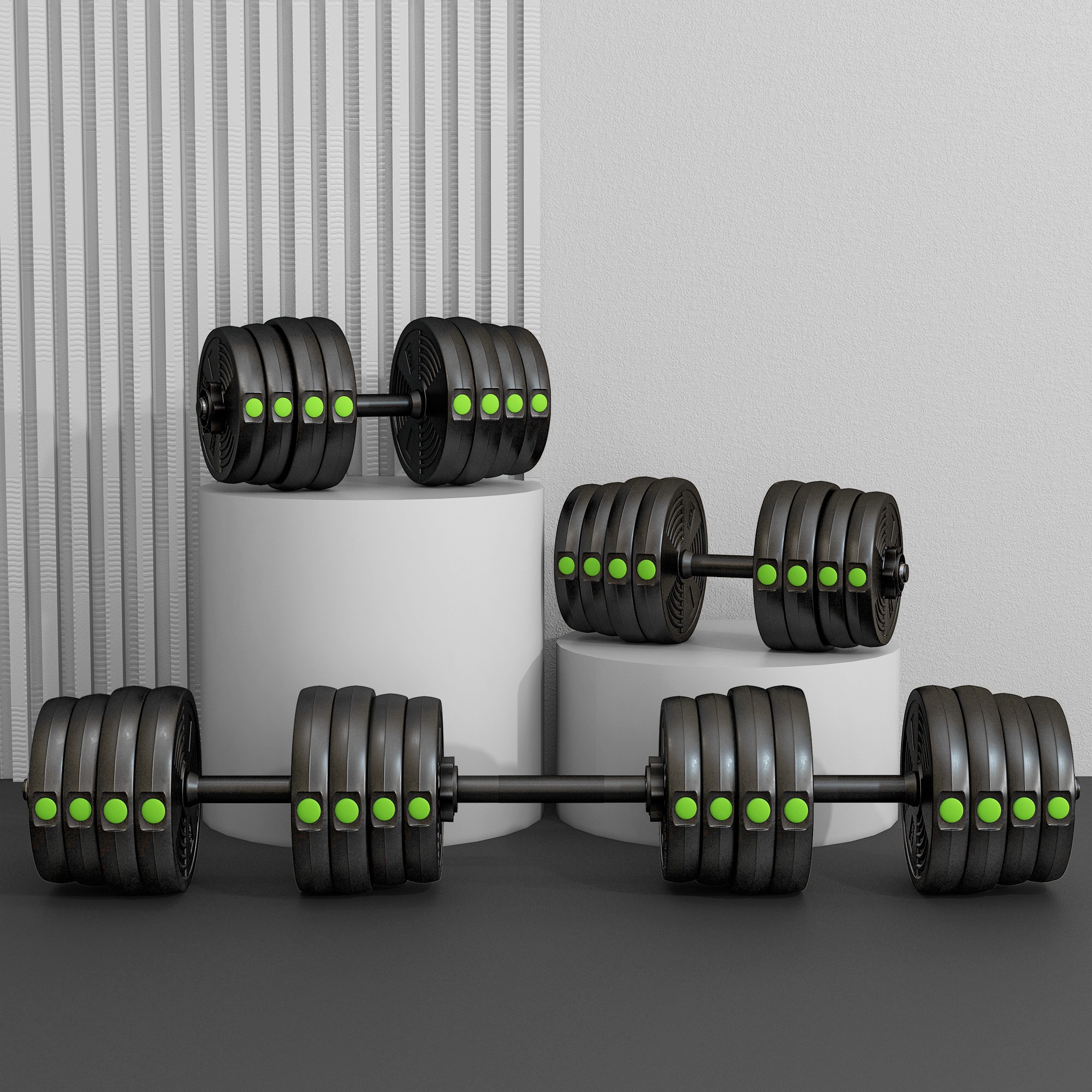 2-in-1 Dumbbell And Barbell Set 30kg Adjustable Weights For Gym_voghion.com