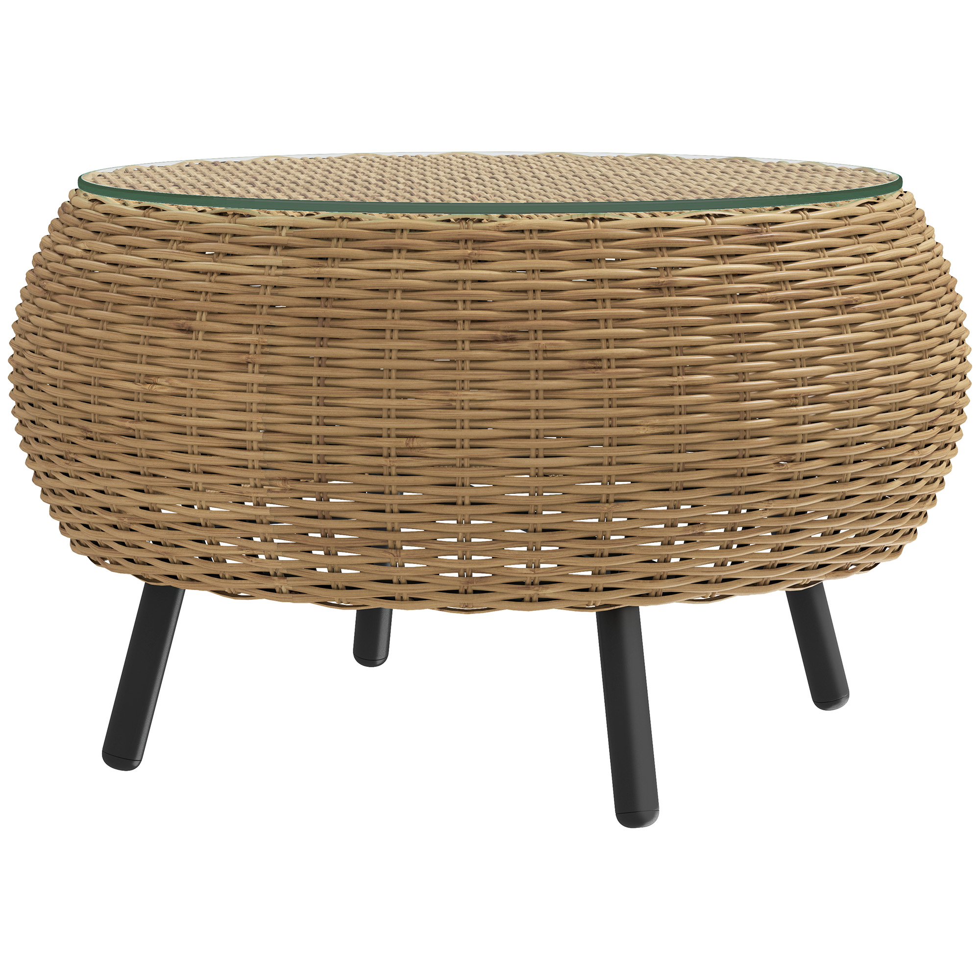 Dettaglio tavolo rattan vetro