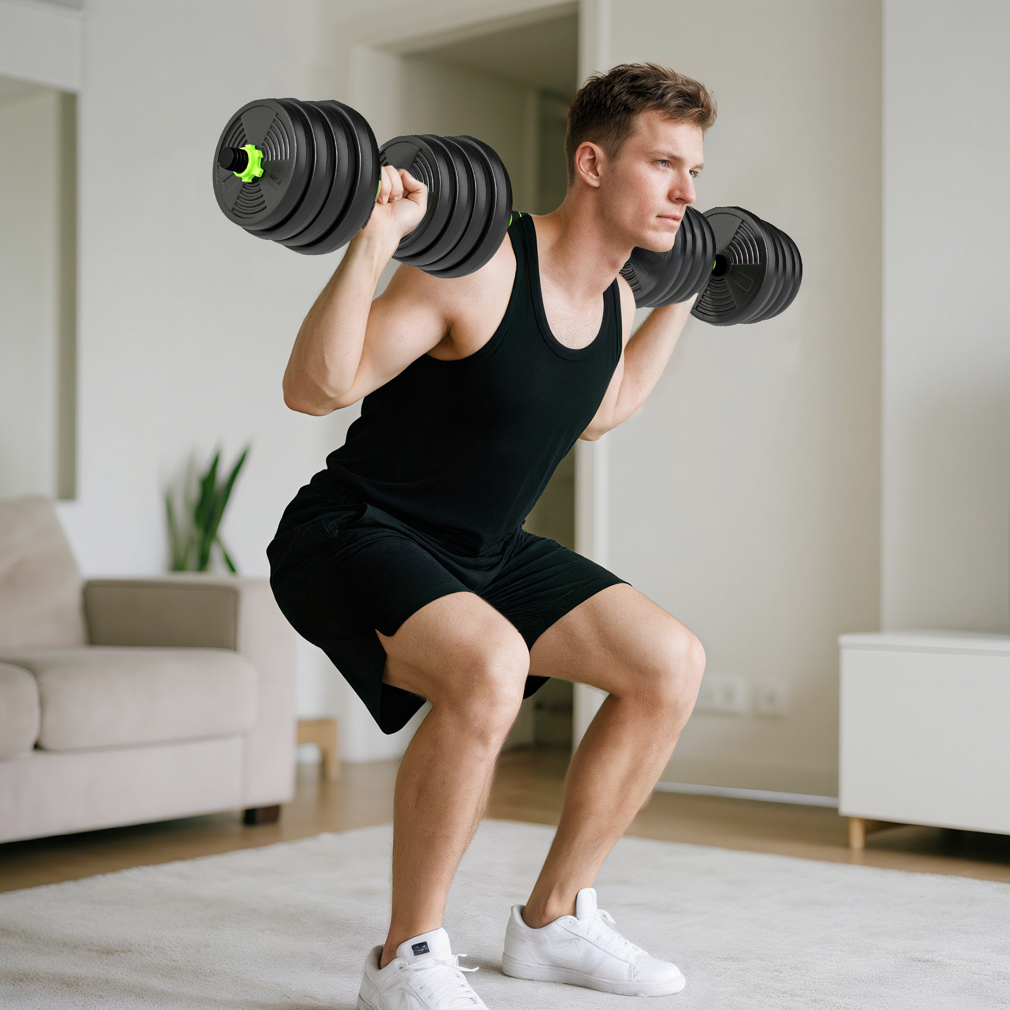 30KG Adjustable Dumbbell & Barbell Set – 2-in-1 Convertible Weight Set Ideal For Home Gym Strength Training & Full-Body Workouts_voghion.com