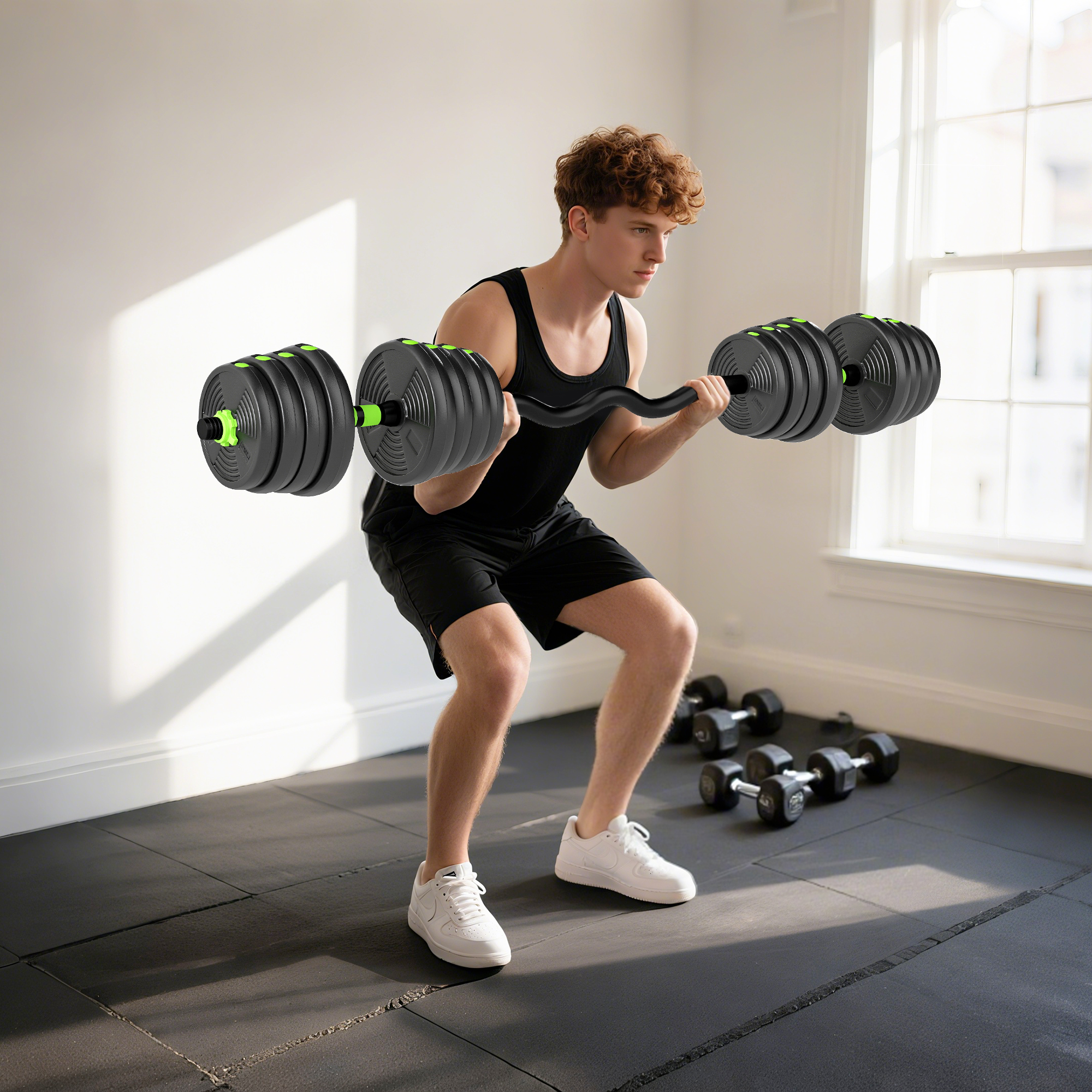 Adjustable Dumbbell And Barbell Set For Home Gym Strength Training_voghion.com