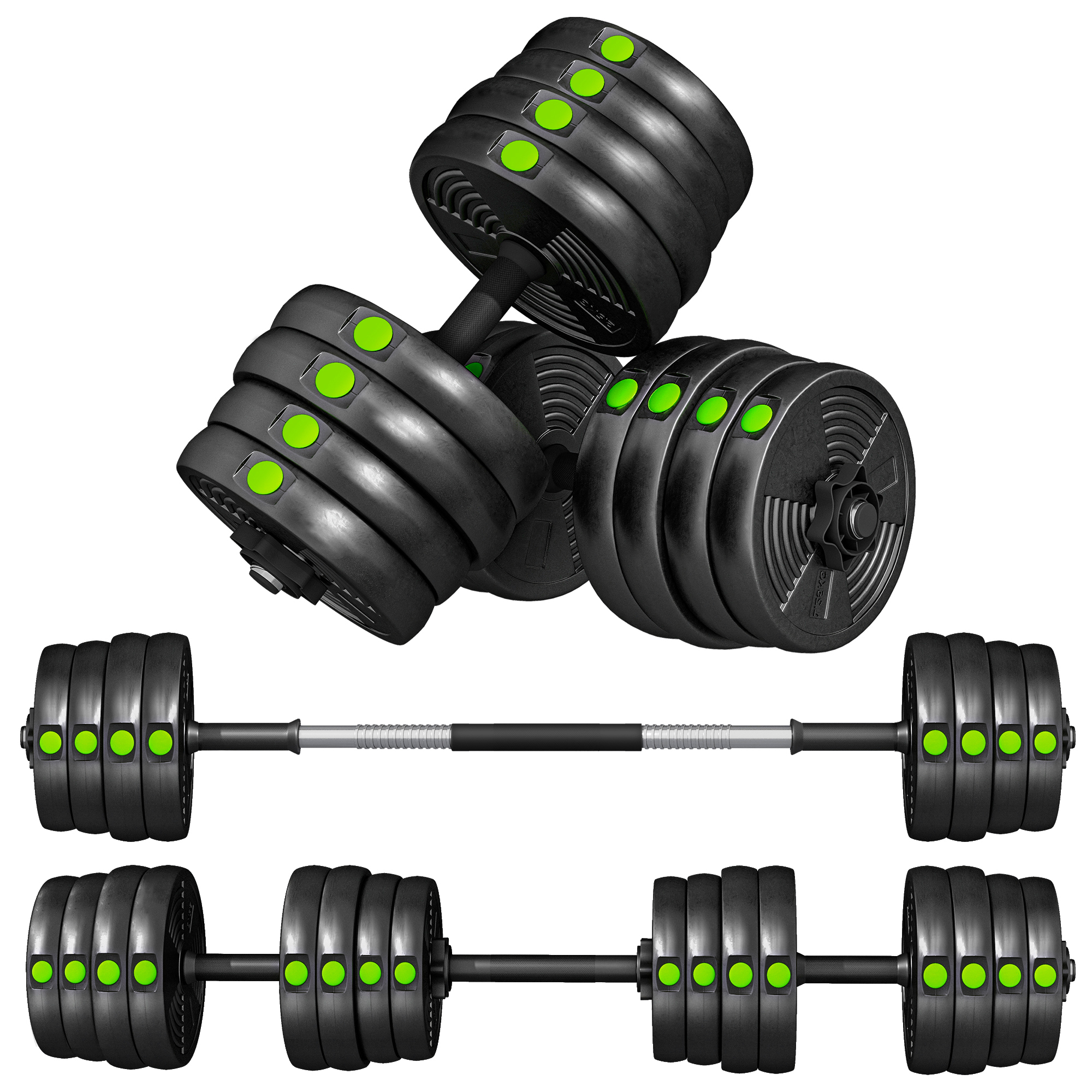 2-in-1 Dumbbell & Barbell Set 30KG – Non-Slip Grip Floor Protective Convertible Weight Set For Home Gym Strength Training_voghion.com
