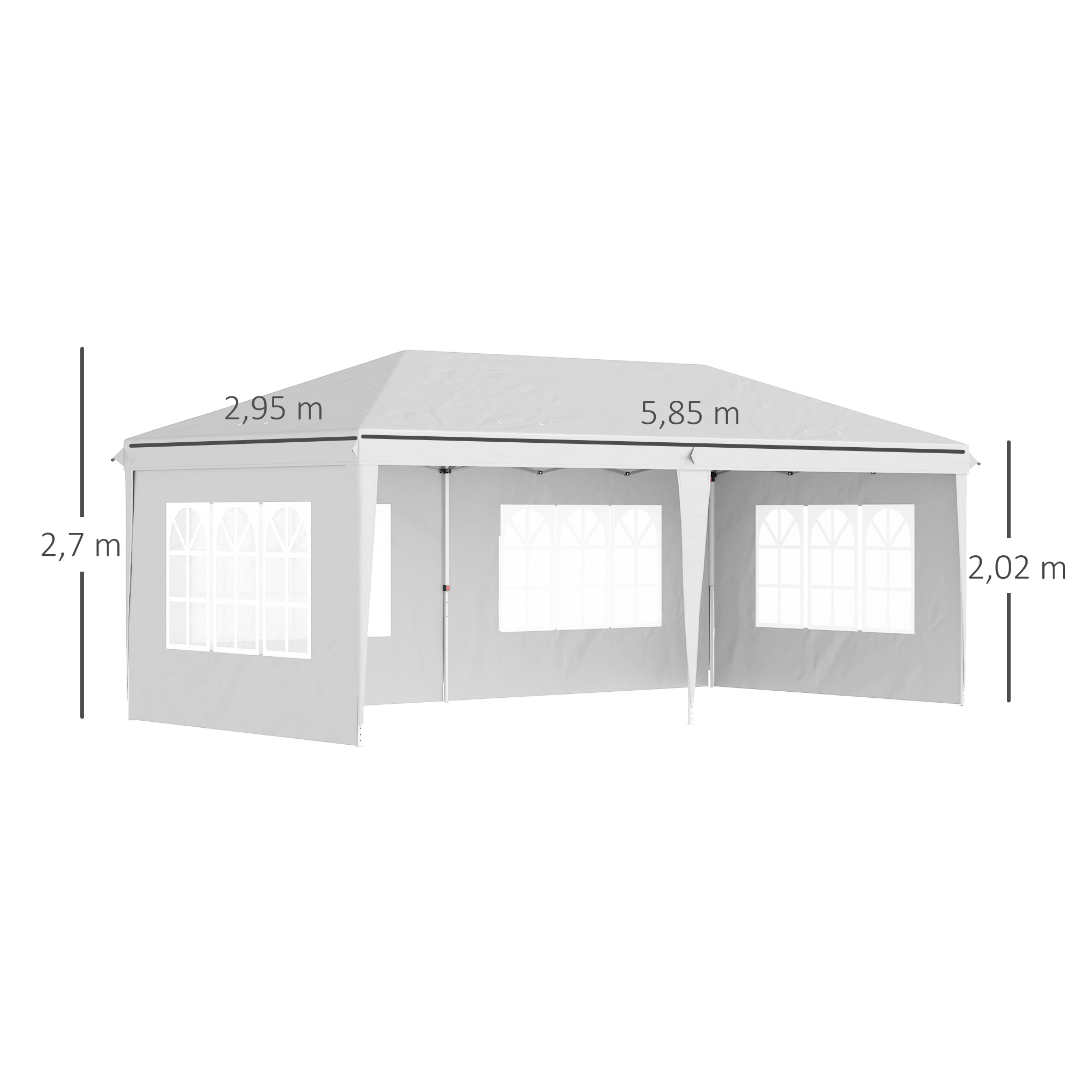 Foldable Garden Gazebo With 4 Detachable Sides And Carry Bag White_voghion.com