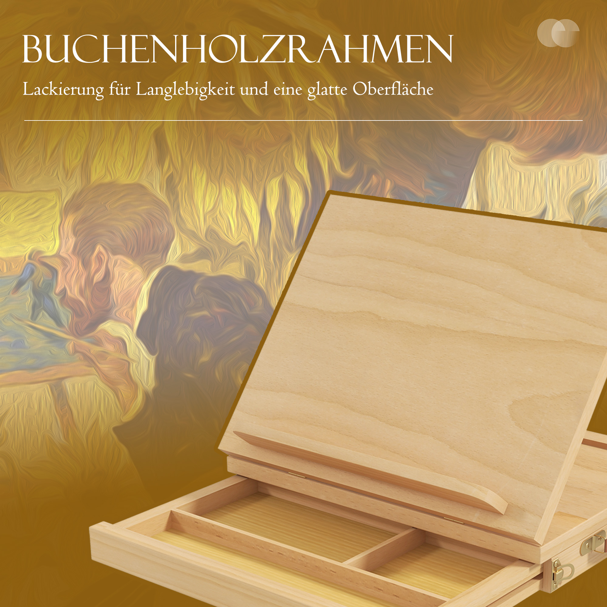 Tischstaffelei, kleine Staffelei, 1 Schublade, 3 Fächer, Massivholz, Natur_voghion.com