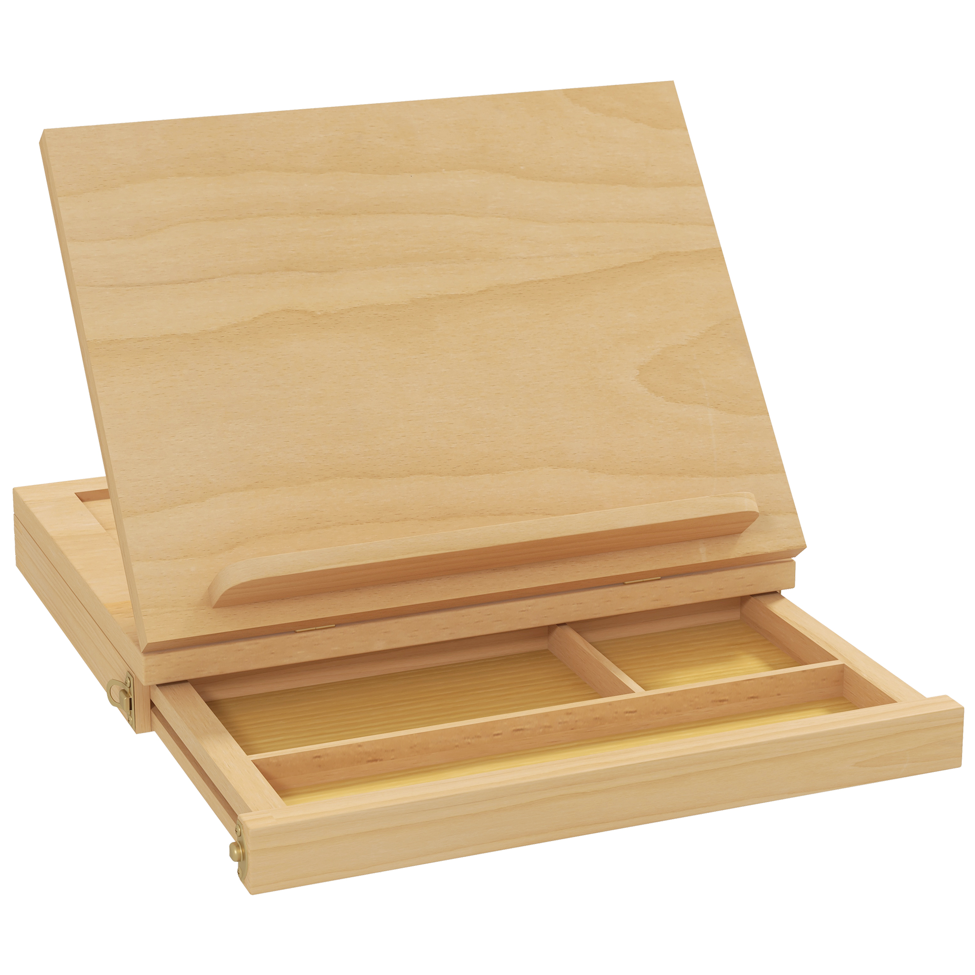 Tischstaffelei, kleine Staffelei, 1 Schublade, 3 Fächer, Massivholz, Natur_voghion.com