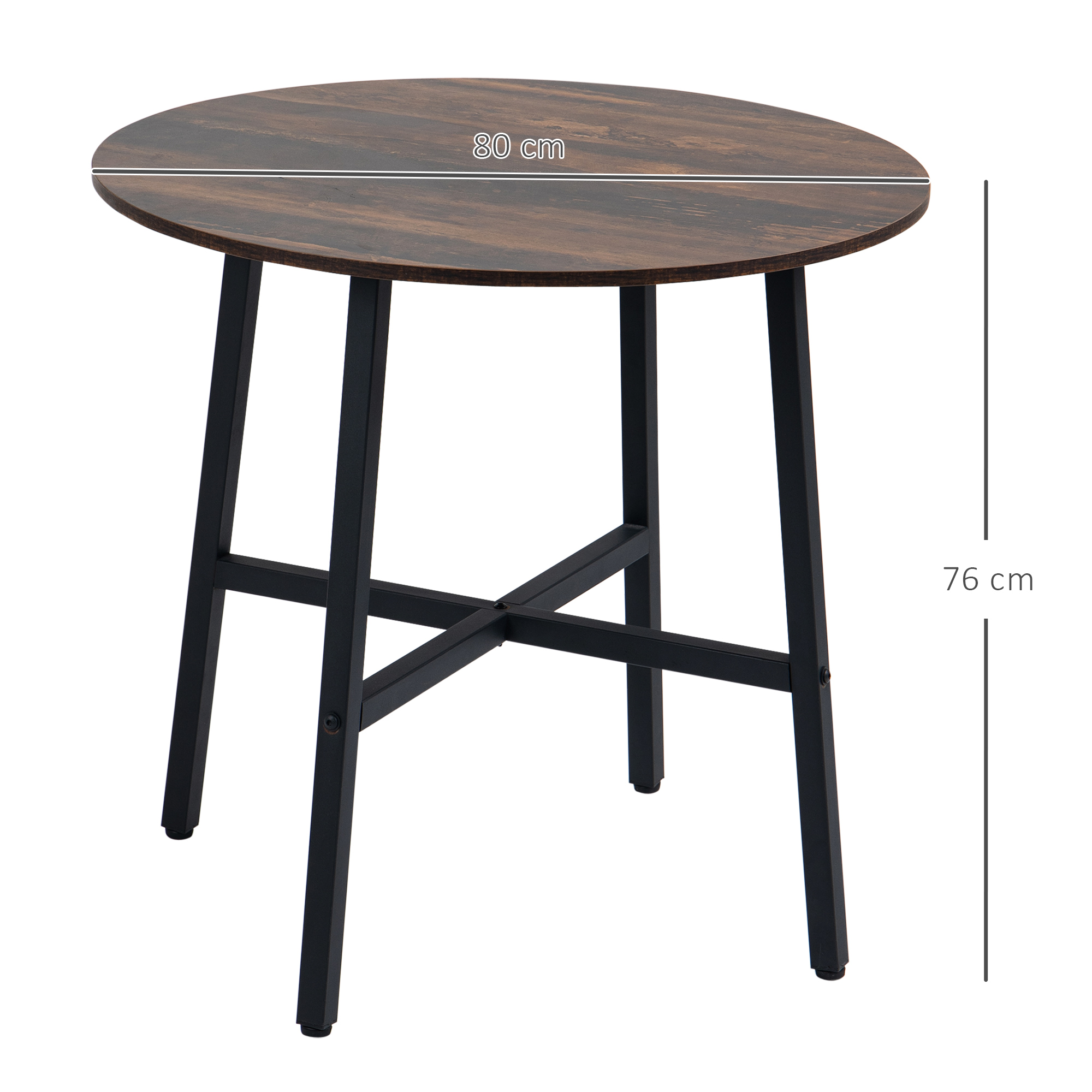 Table de salle à manger ronde pour 4 avec pieds en acier rustique_voghion.com