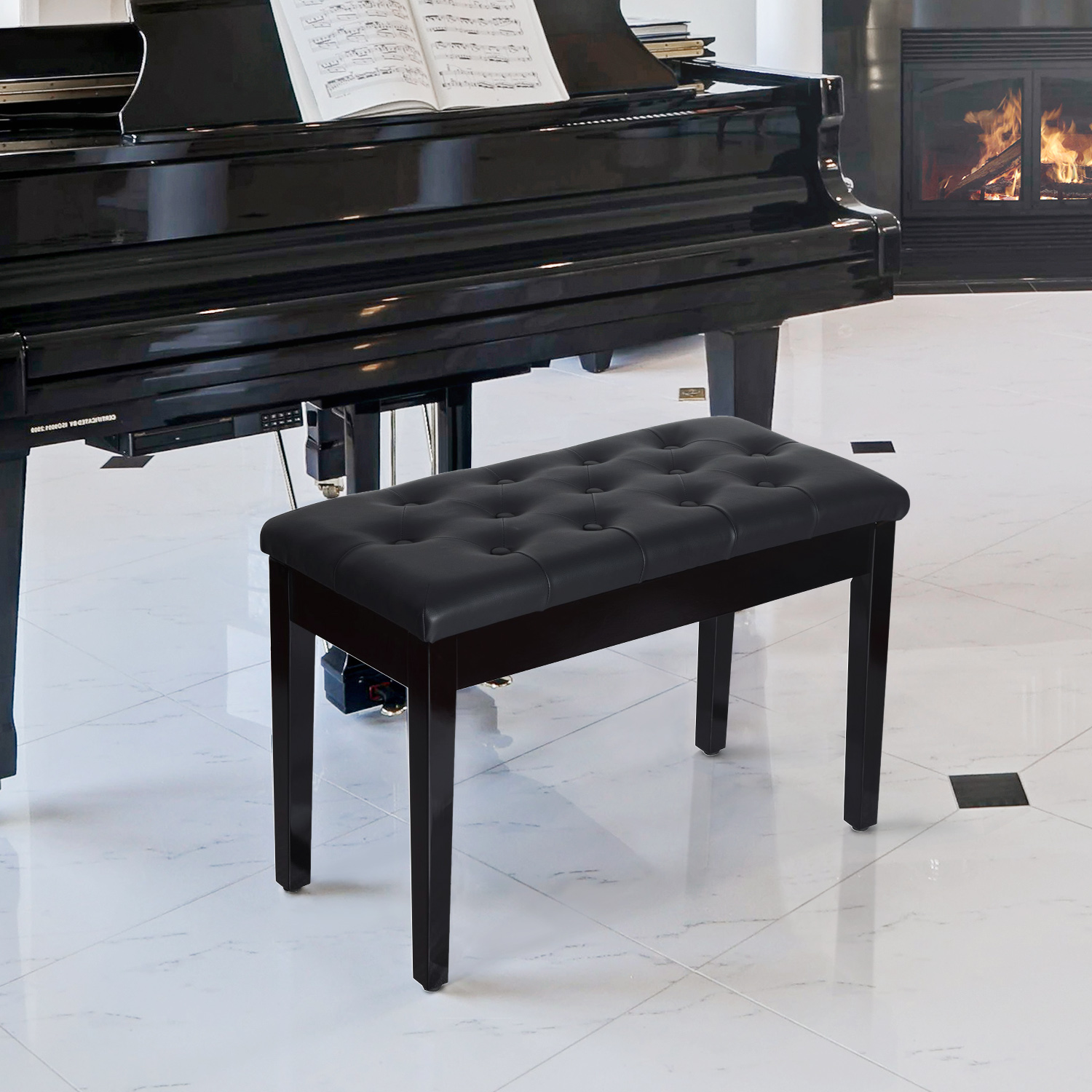 Banc de piano avec rangement et siège en similicuir_voghion.com