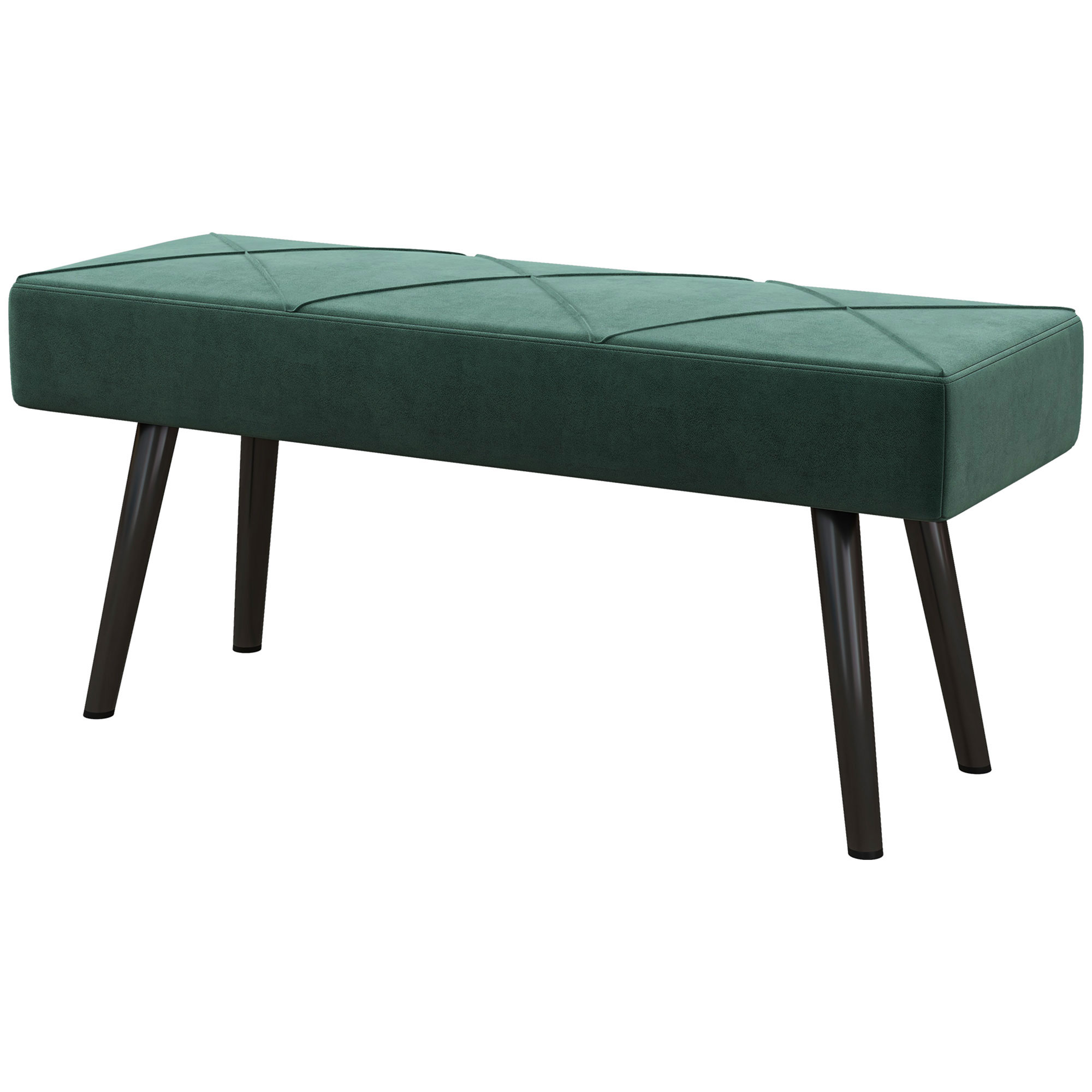 Banc rembourré velours Irovami vert - vue complète