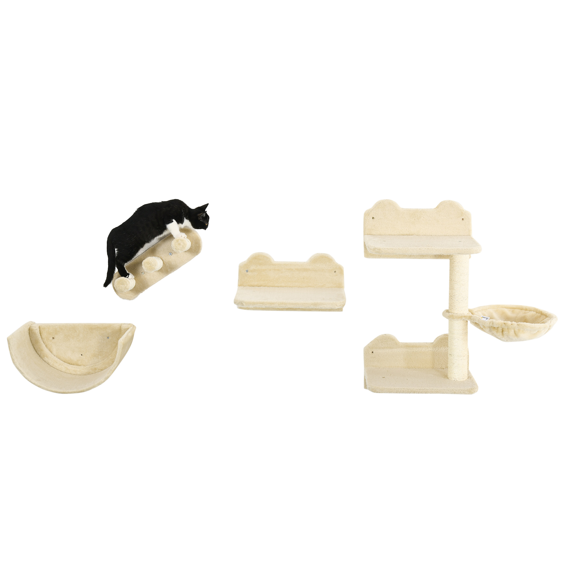 Set escalade mural pour chat 4 pièces étagères avec hamac_voghion.com