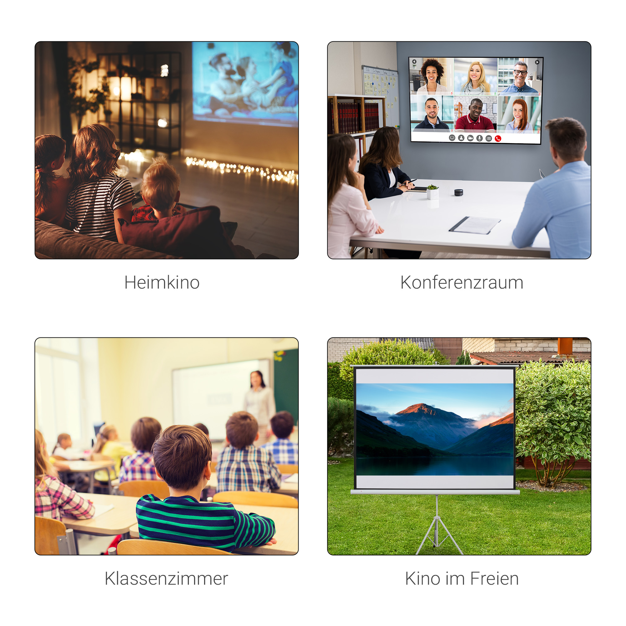 Projektionsleinwand im 4:3-Format, Kinoleinwand, Präsentationsfläche für Zuhause oder Büro, Weiß_voghion.com