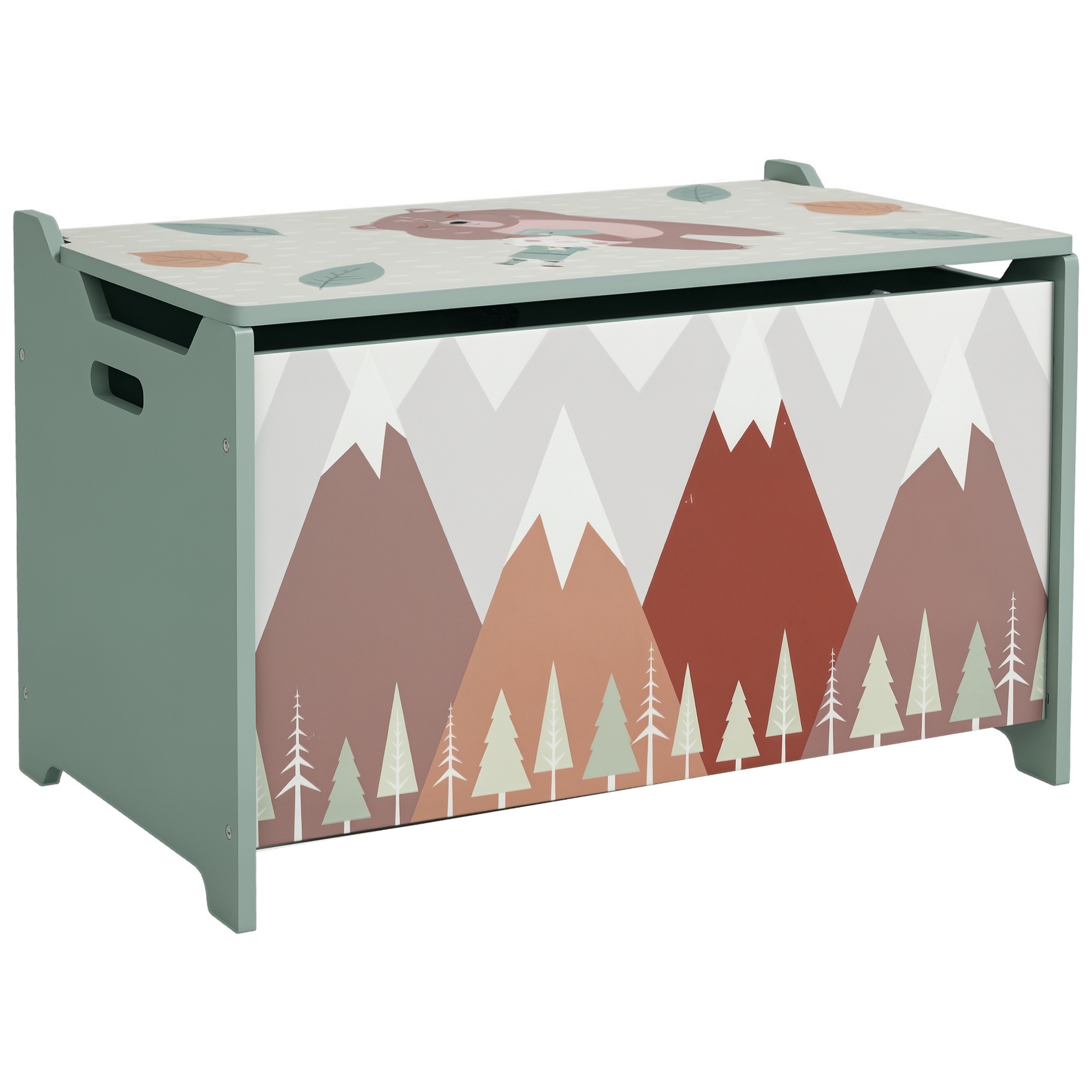 Aufbewahrungskiste. Spielzeugtruhe. Klappdeckel. Motif niedliches. Vert_voghion.com