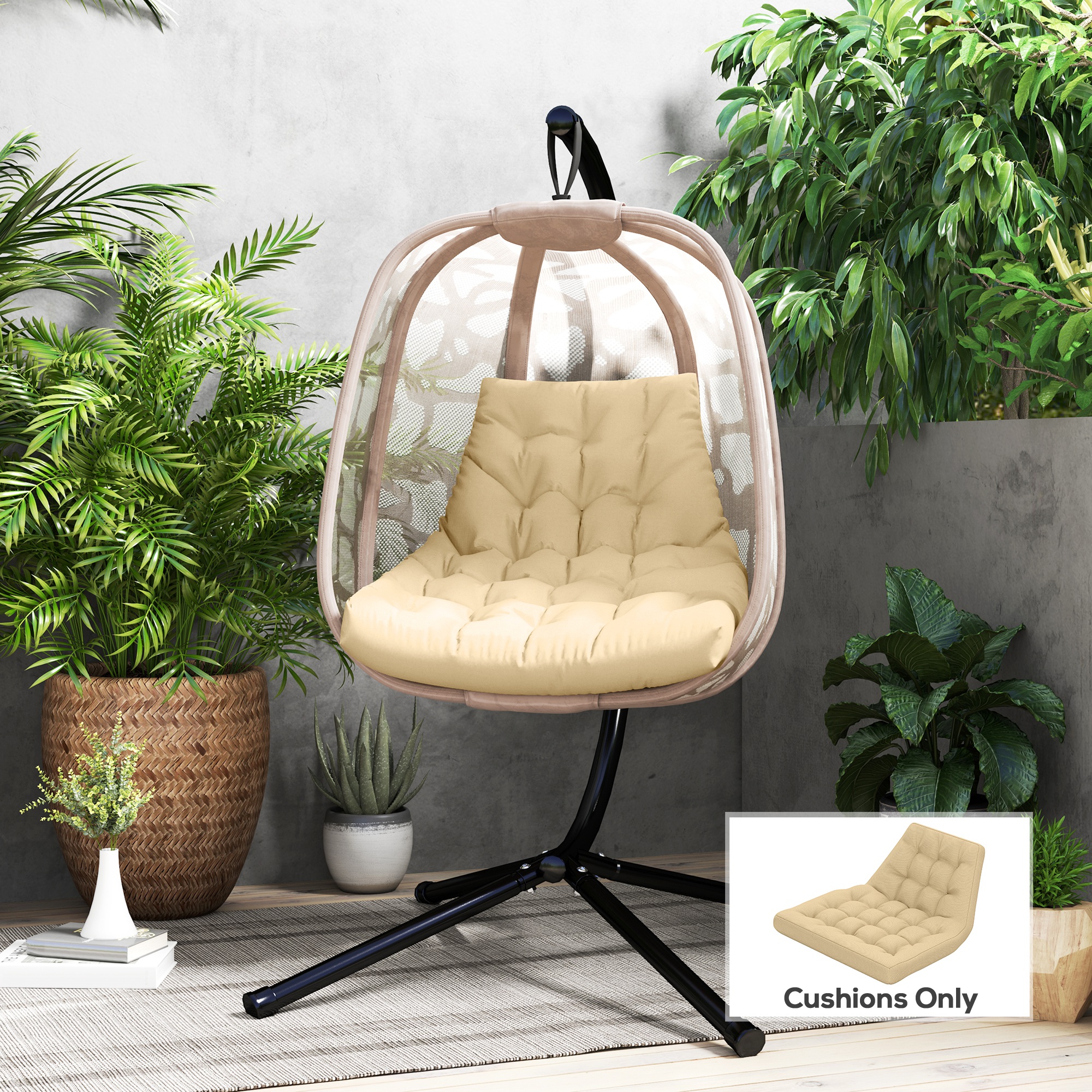 Sitzkissen, Outdoor-Sitzkissen für Hängekörbe und Schaukelstühle, Outdoor-Kissen, Beige_voghion.com