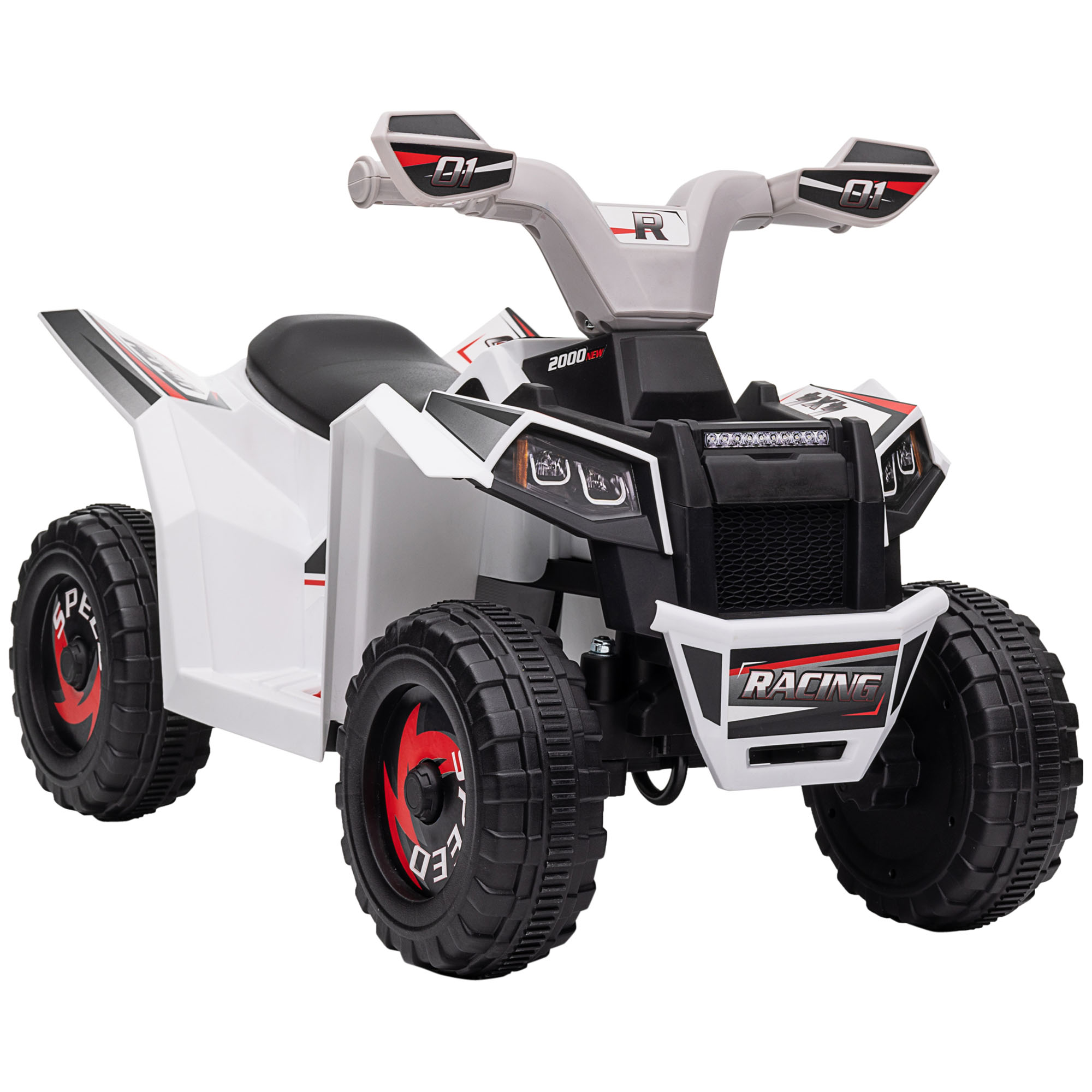 6V Electric Toy Car with Forward Backward, Wear-Resistant Wheels for Ages 18-36 Months, White
