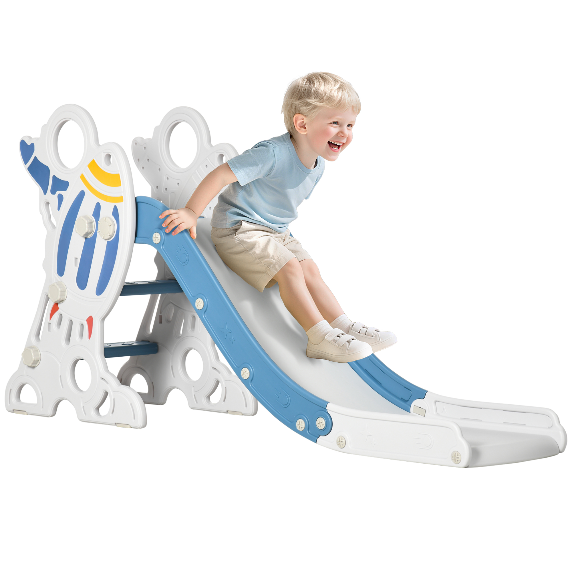 Tobogán Infantil Para Niños De 18-36 Meses Con 3 Escalones Antideslizantes Para Interior Exterior 157x46,5x80 Cm Gris_voghion.com