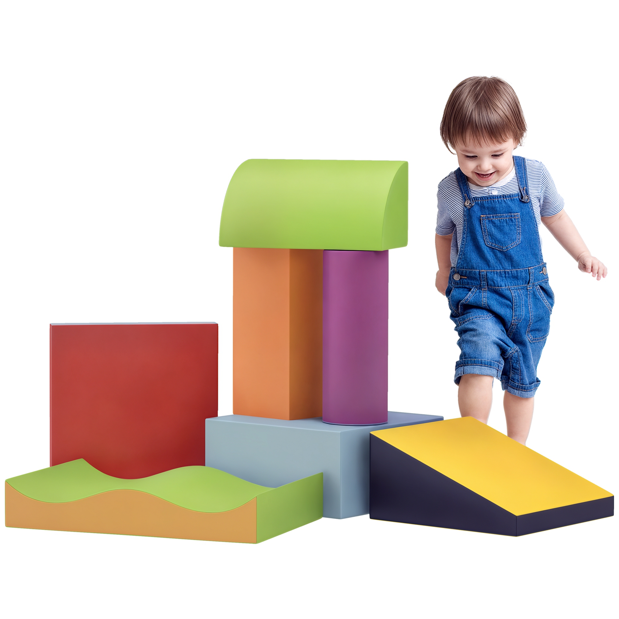 7 Piece Climb and Crawl Activity Play Set Soft for Toddler, Contemporary