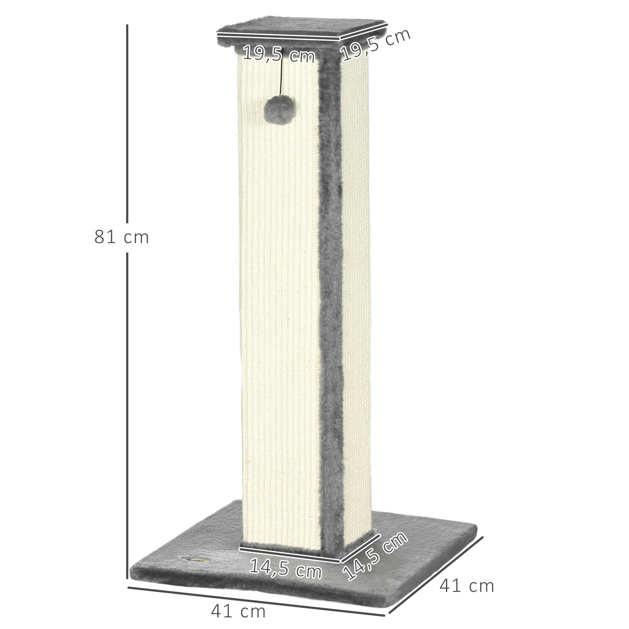 Cat Scratching Post With Sisal Pole And Hanging Ball Grey_voghion.com