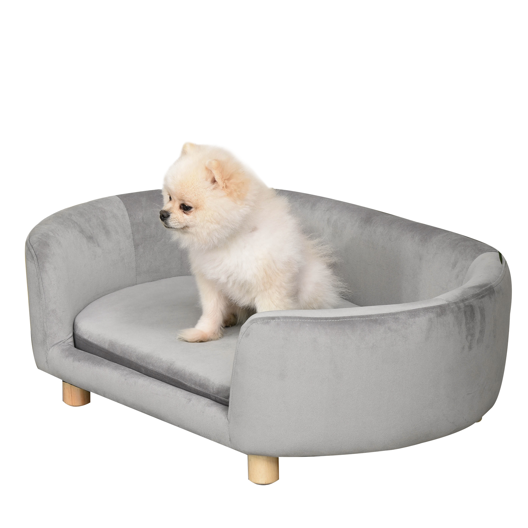sofá cama para perros con cojines suaves y borde elevado