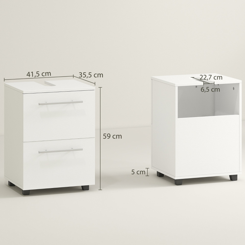 Badezimmerschrank. Waschbecken-Kommode Mit Schublade. Compact. Spanplatte. Blanc_voghion.com