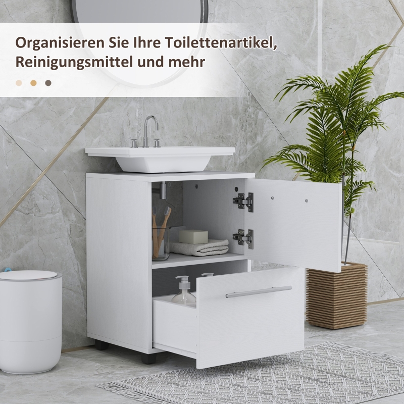 Badezimmerschrank. Waschbecken-Kommode Mit Schublade. Compact. Spanplatte. Blanc_voghion.com