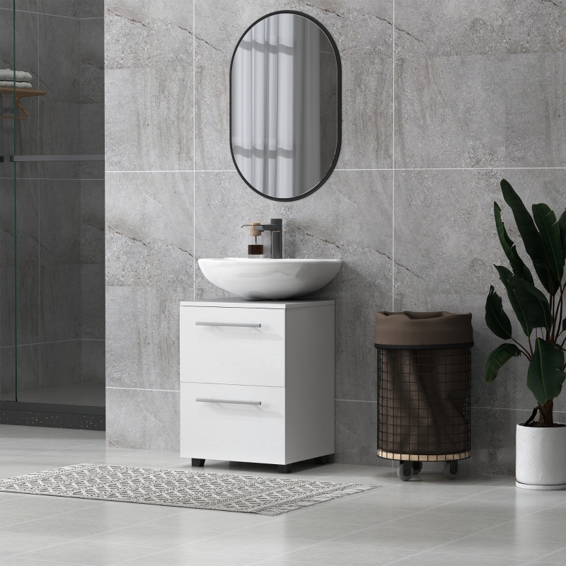 Badezimmerschrank. Waschbecken-Kommode Mit Schublade. Compact. Spanplatte. Blanc_voghion.com