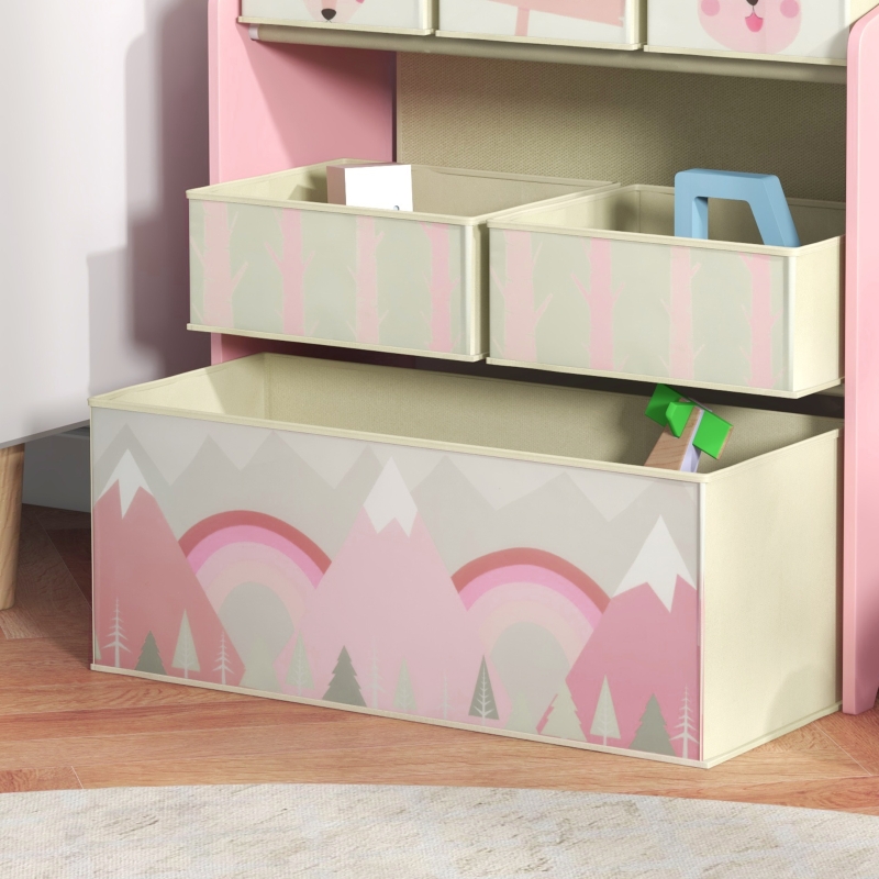 Libreria portaoggetti bambini con 6 scatole rosa - vista frontale