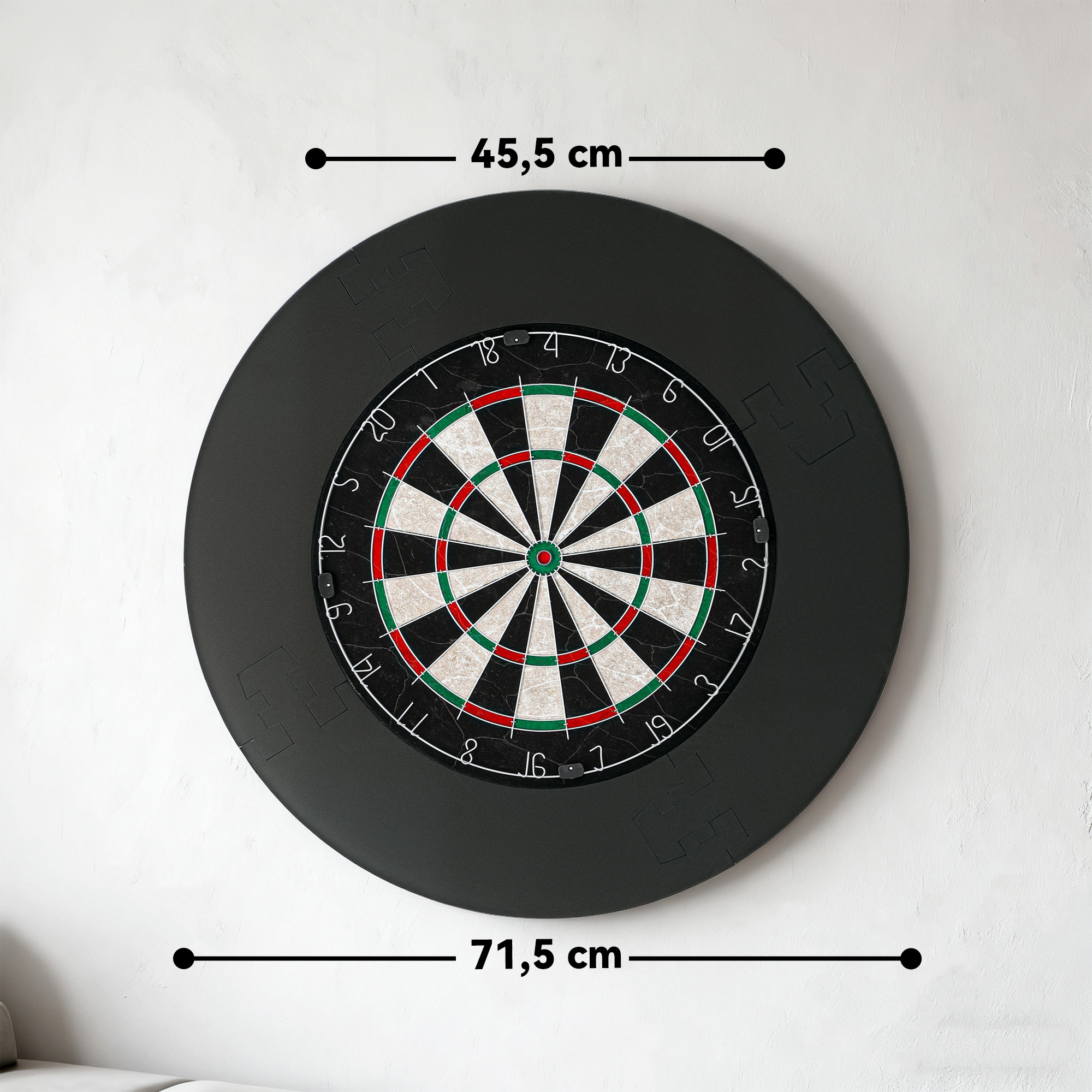 Juego de dardos con aro protector (6 dardos con punta de acero incluidos). Diana de pared para salas de juegos y ocio._voghion.com