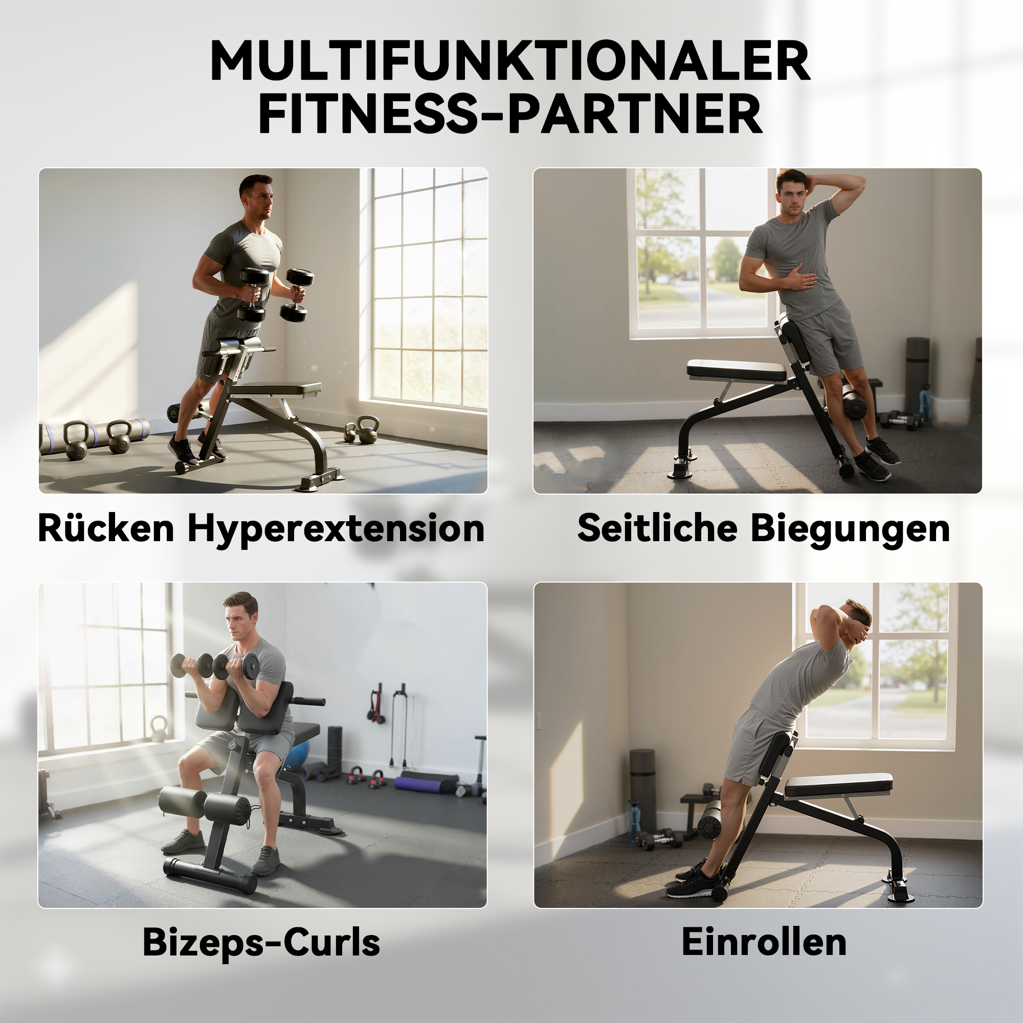 Panca multifunzione SPORTNOW – Design regolabile con telaio in acciaio per l'allenamento della forza di braccia e gambe a casa_voghion.com