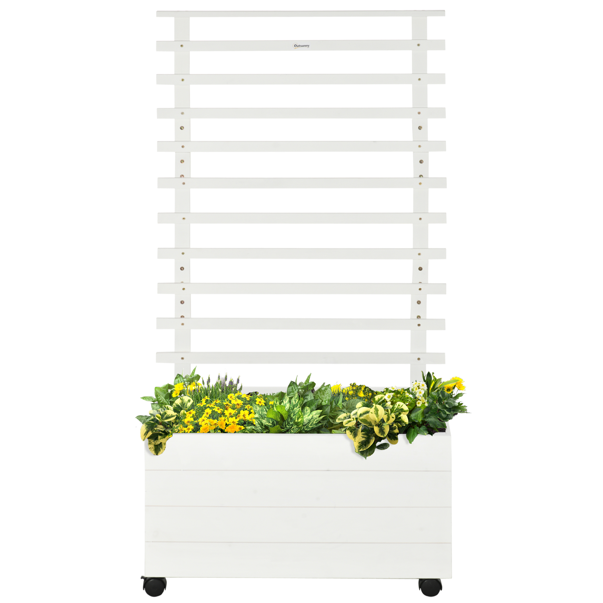 Jardinière avec treillis blanche vue d'ensemble