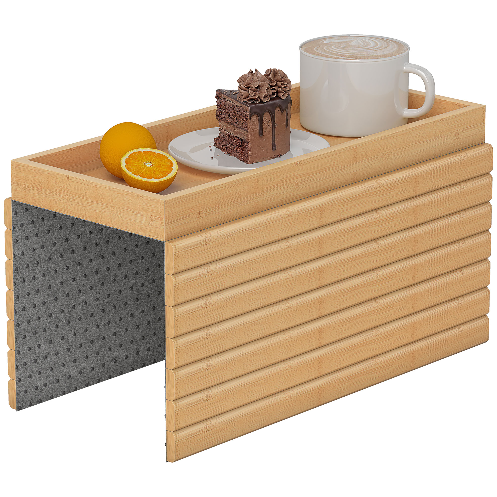 Sofa-Armlehnentablett, für Getränke, Snacks, Fernbedienung, Bambusholz_voghion.com