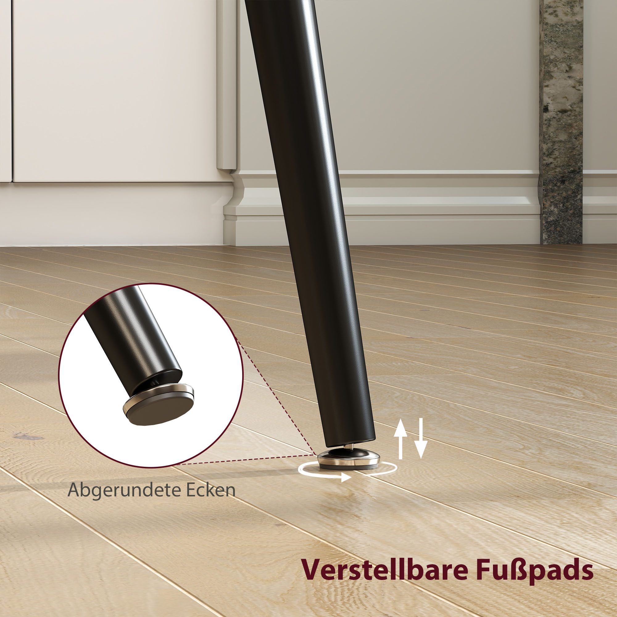 Ausziehbarer Esstisch, Ausziehtisch für 6-8 Personen, Küchentisch mit Beinen aus massivem Stahl_voghion.com