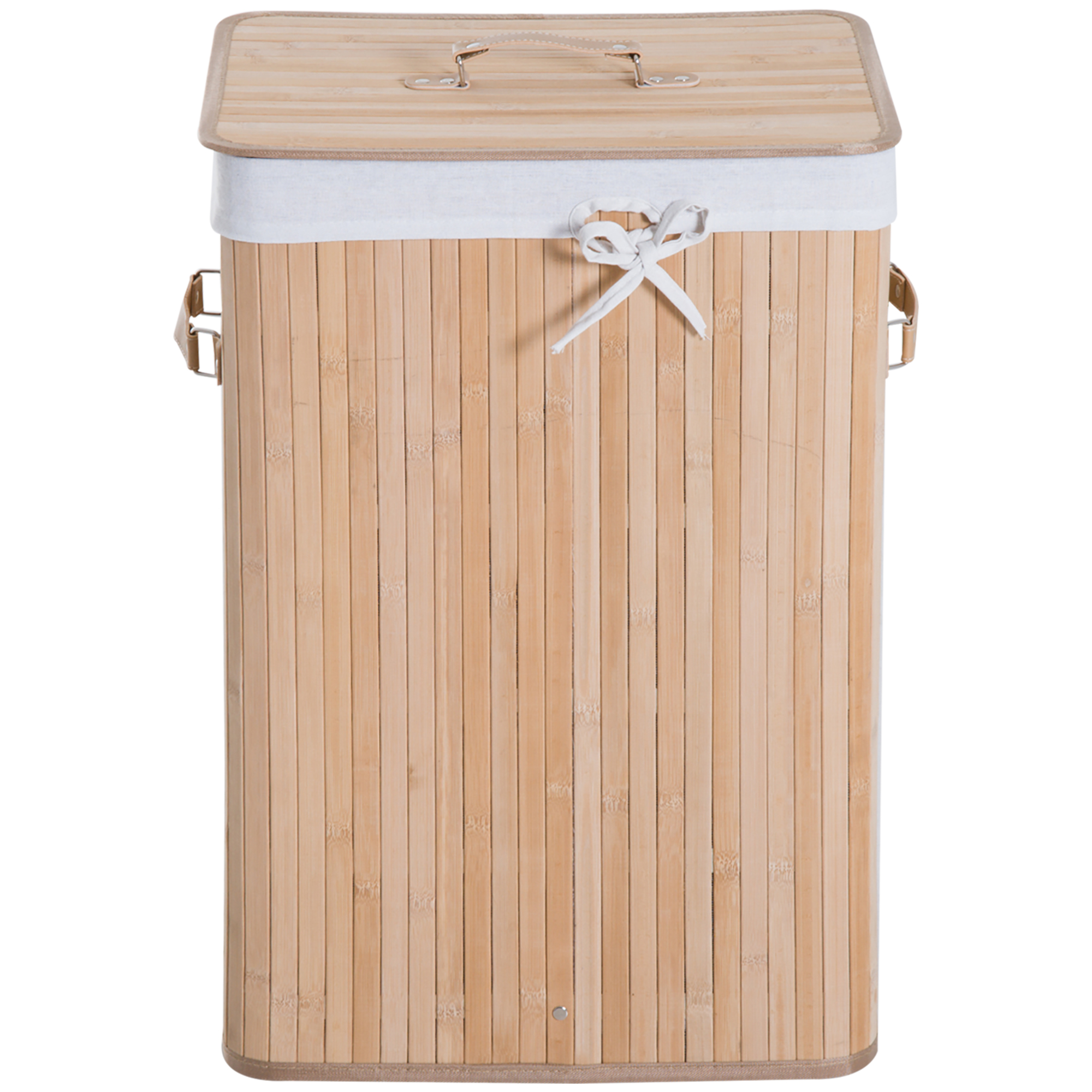 Panier à linge étroit bambou avec couvercle vue d'ensemble