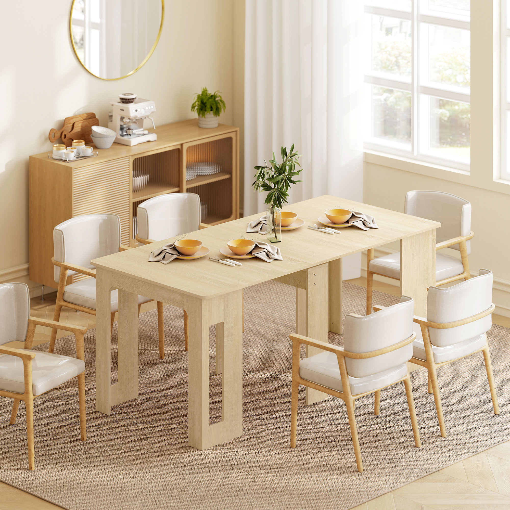 Esstisch, Klapptisch, Ausziehtisch, Esstisch, Spanplatte, 60–180 x 85 x 75 cm, Natur_voghion.com