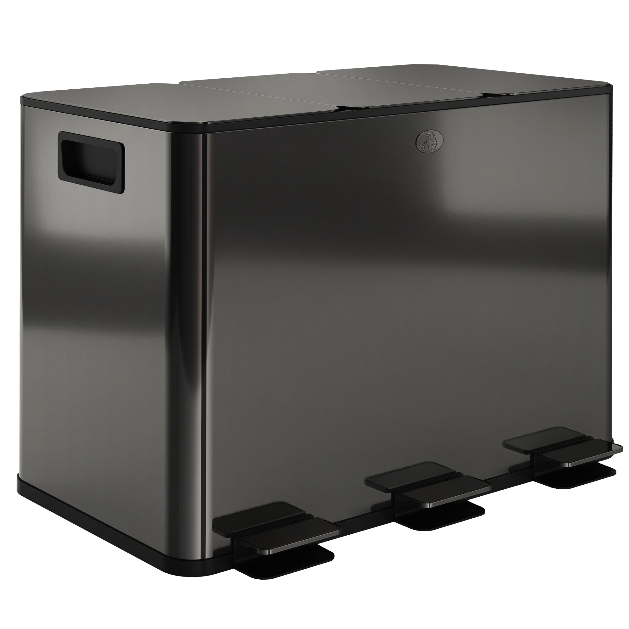 Cubo de pedal de acero inoxidable de 15 litros con 3 compartimentos
