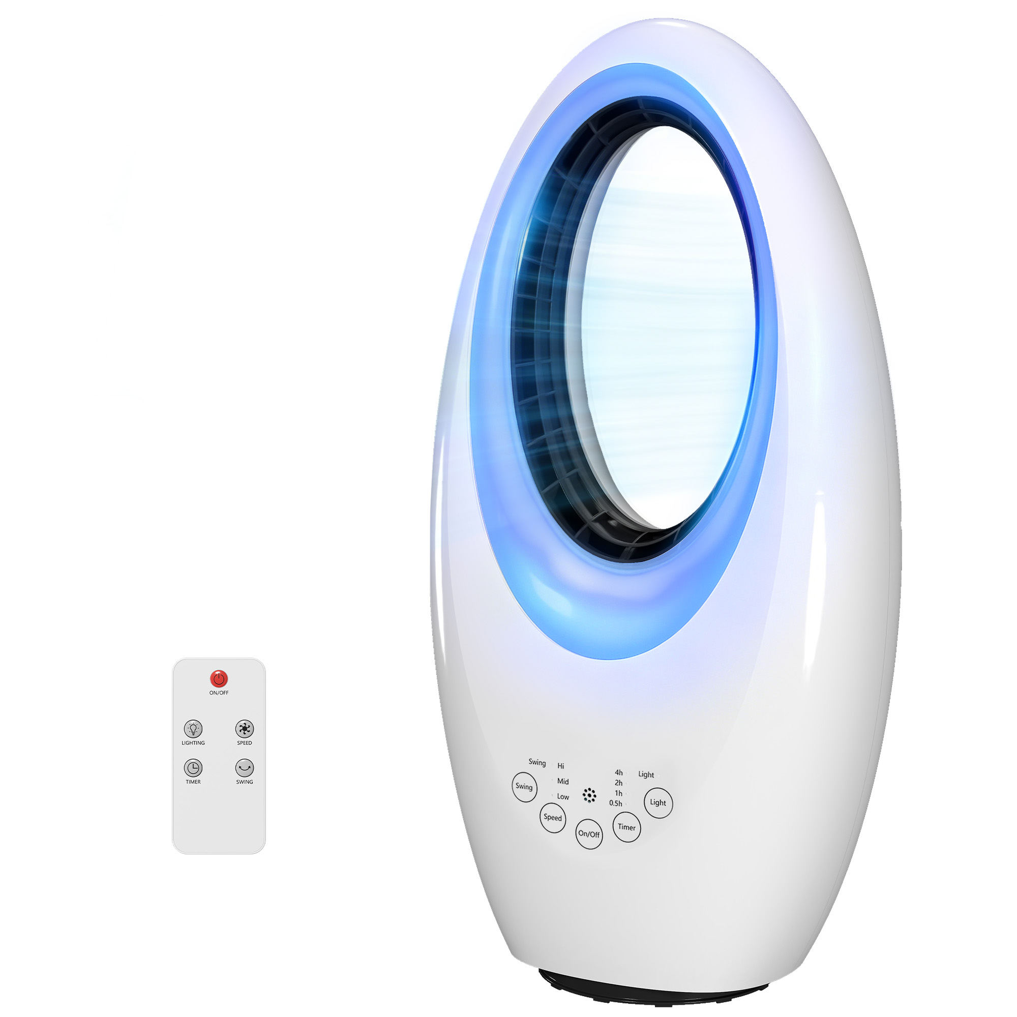Ventilateur colonne sans pales blanc vue générale