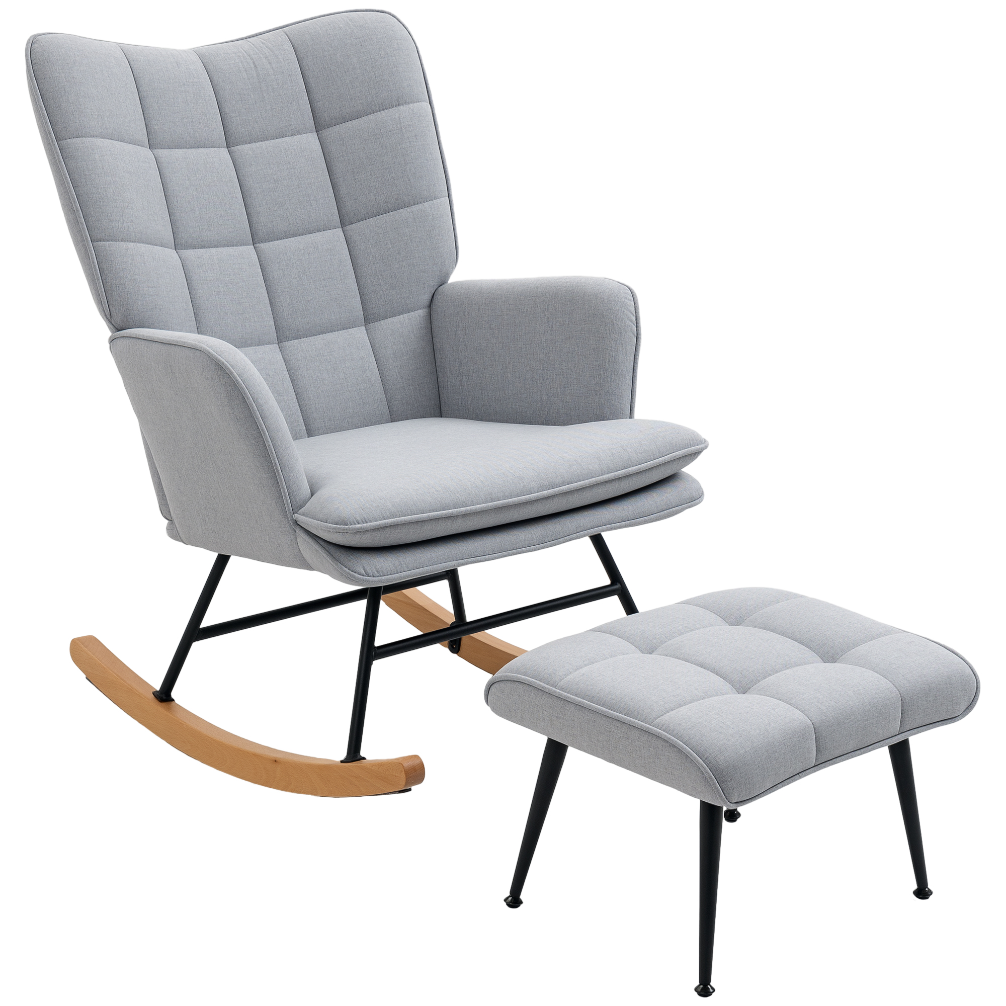 Fauteuil à bascule avec ottoman gris