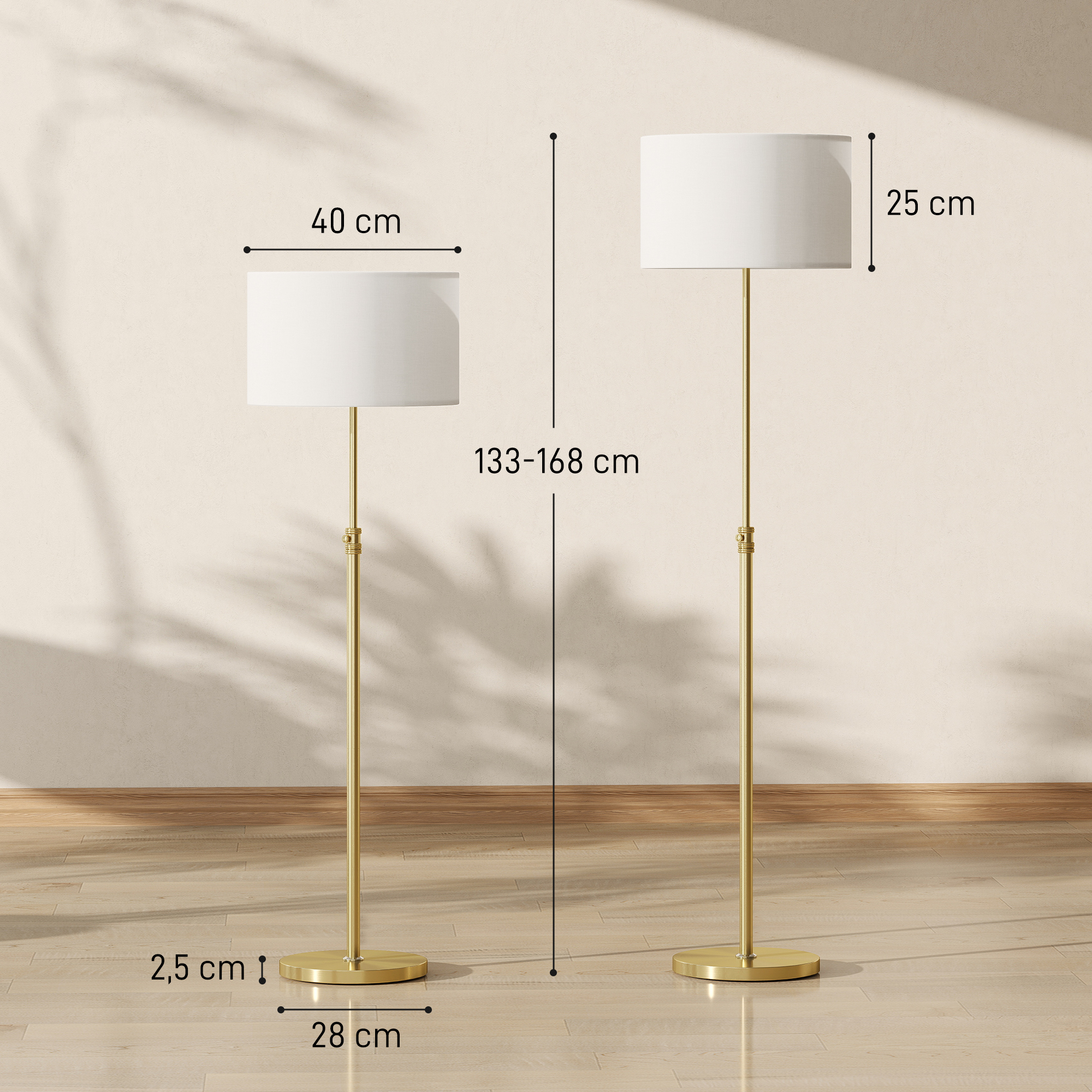 Lampadaire doré métal