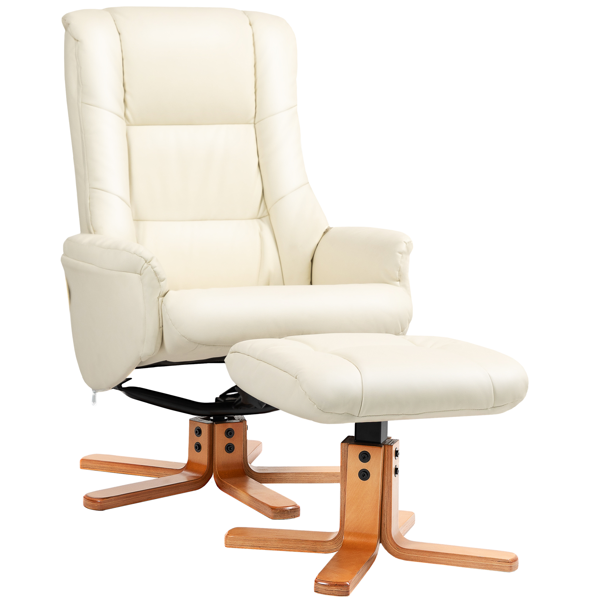 Fauteuil relax avec pouf crème