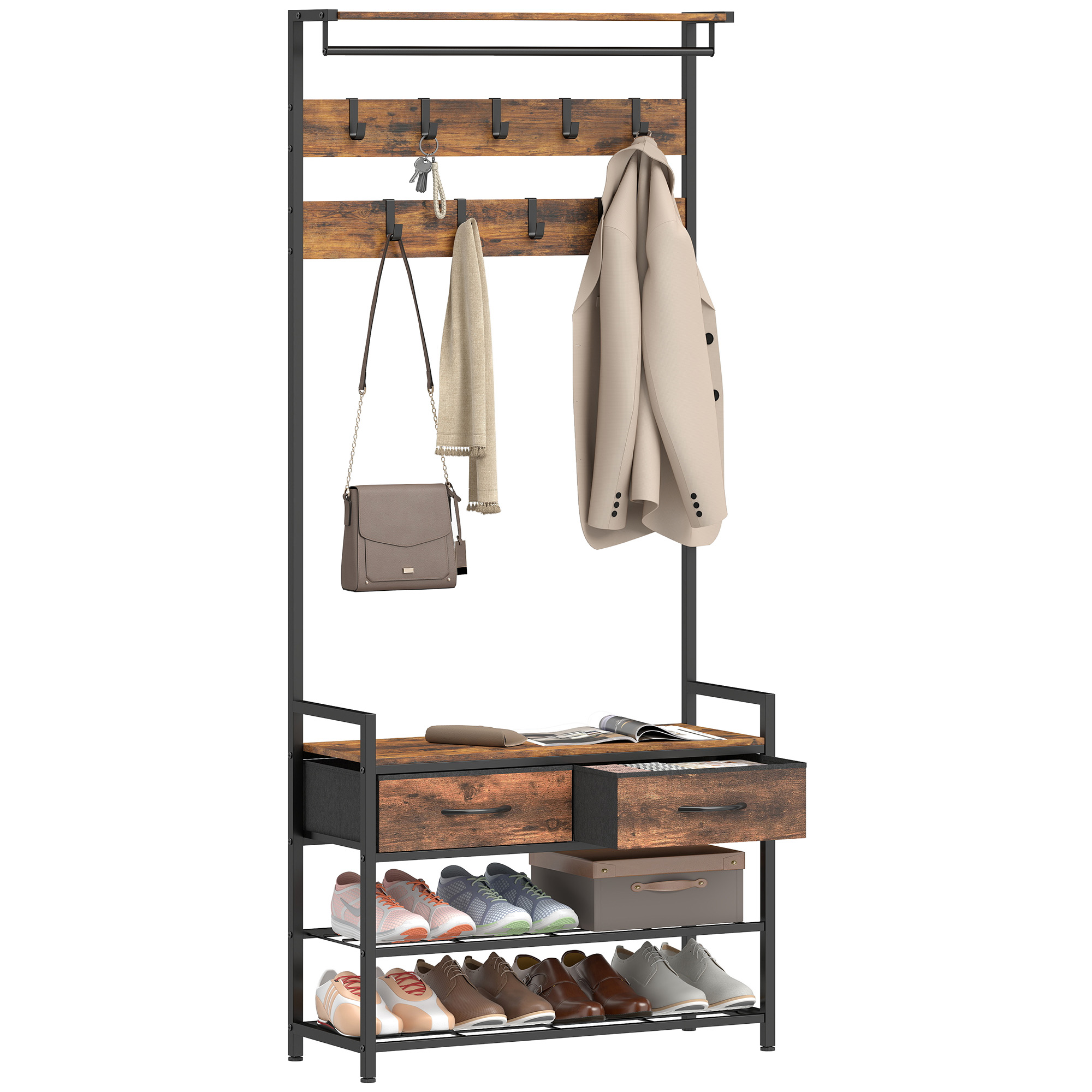 Porte-manteau industriel brun rustique