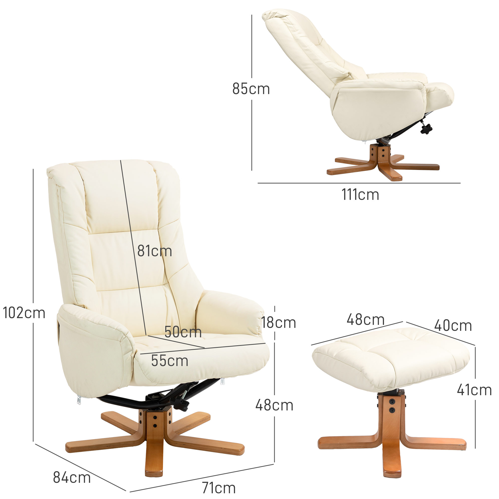 Fauteuil crème 71x84x102