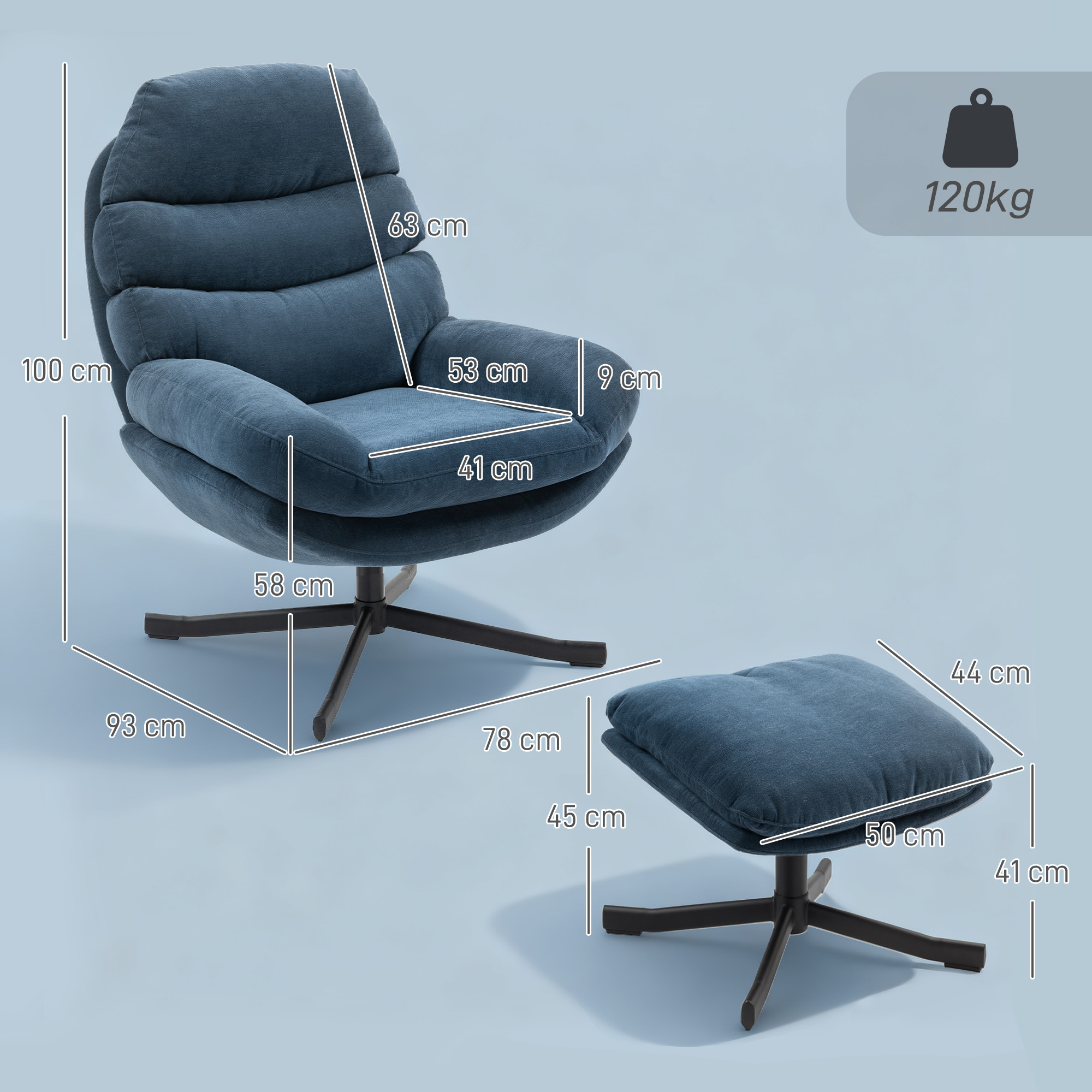 Fauteuil relax bleu design