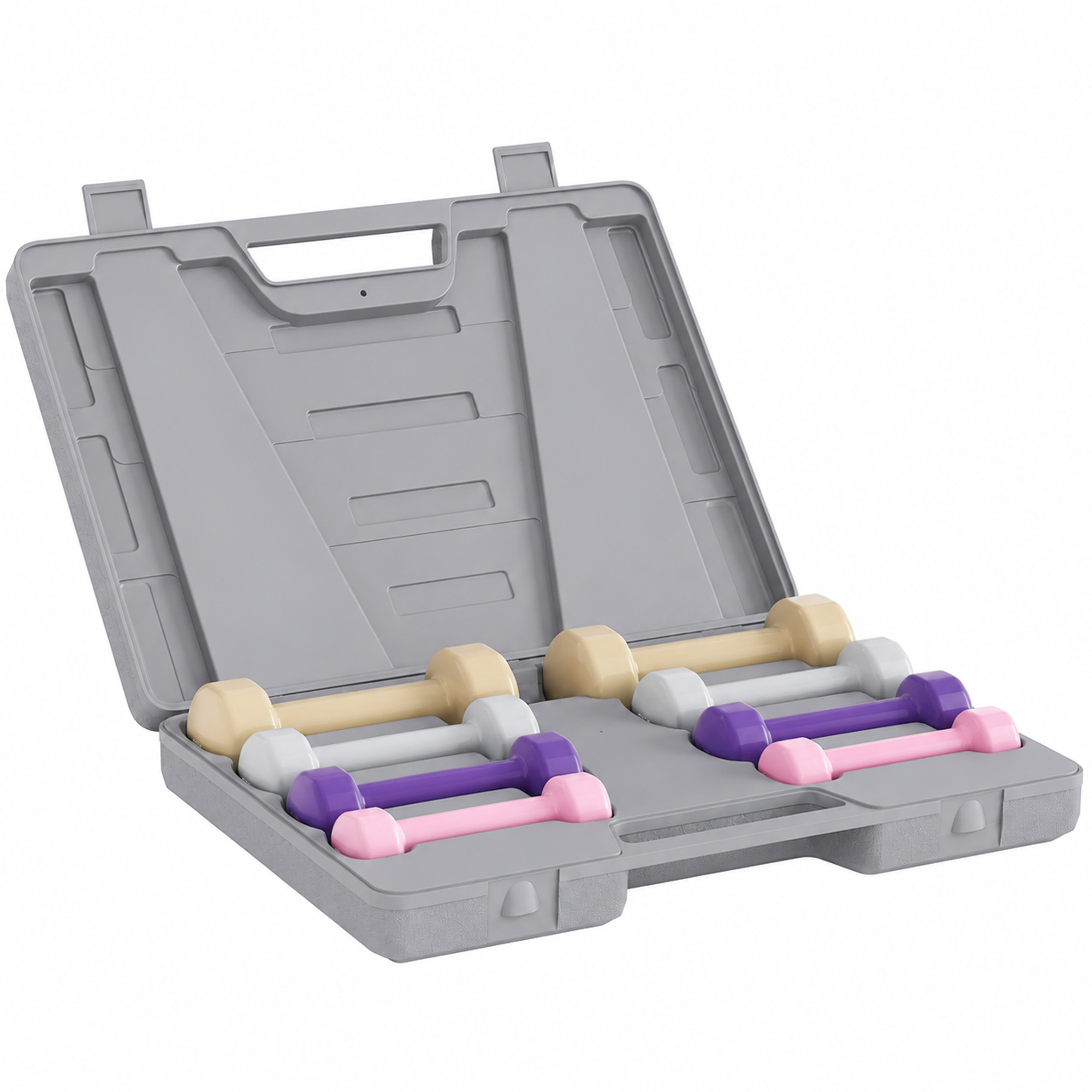 Hantelset 4 Paar 0,5kg-10kg Hanteln Mit Koffer, Hantel-Set Aus Gusseisen, Hexagon_desvips.com