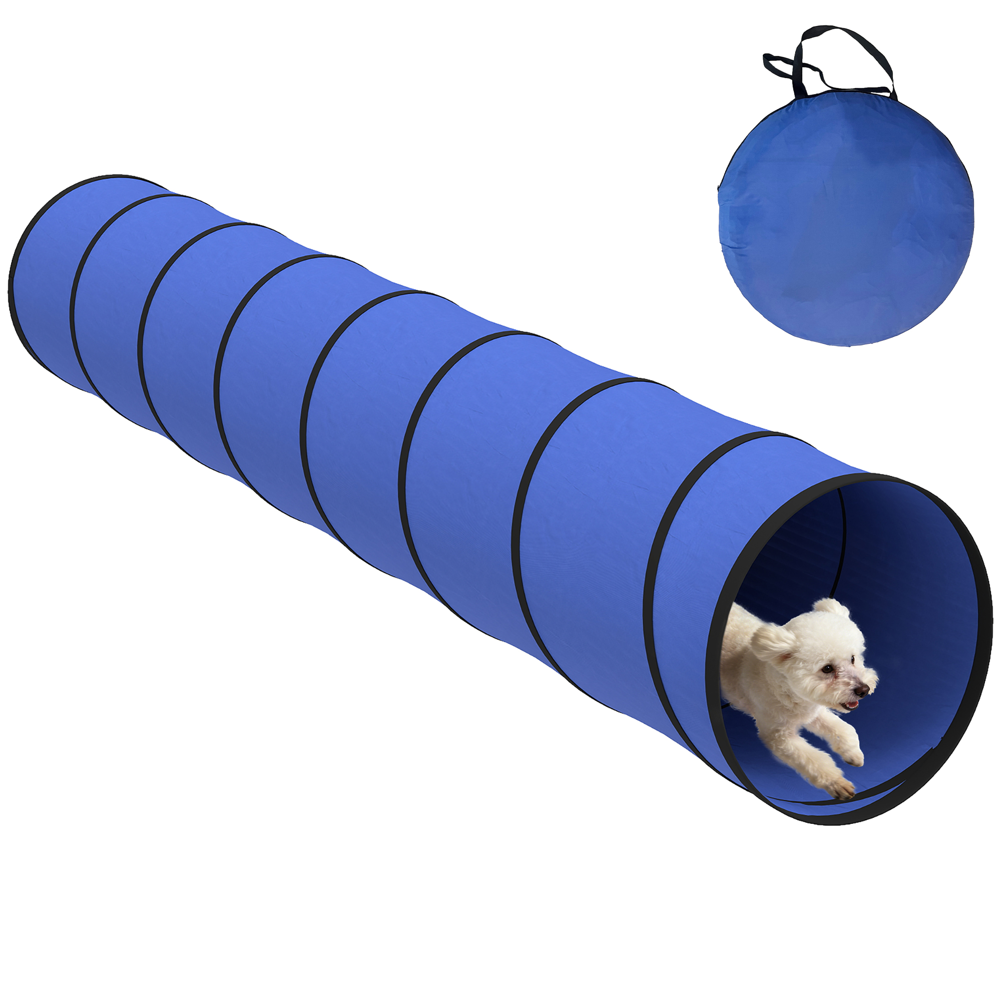 Hunde Agility Tunnel 300 x 50 x 50 cm Blau Bodenanker