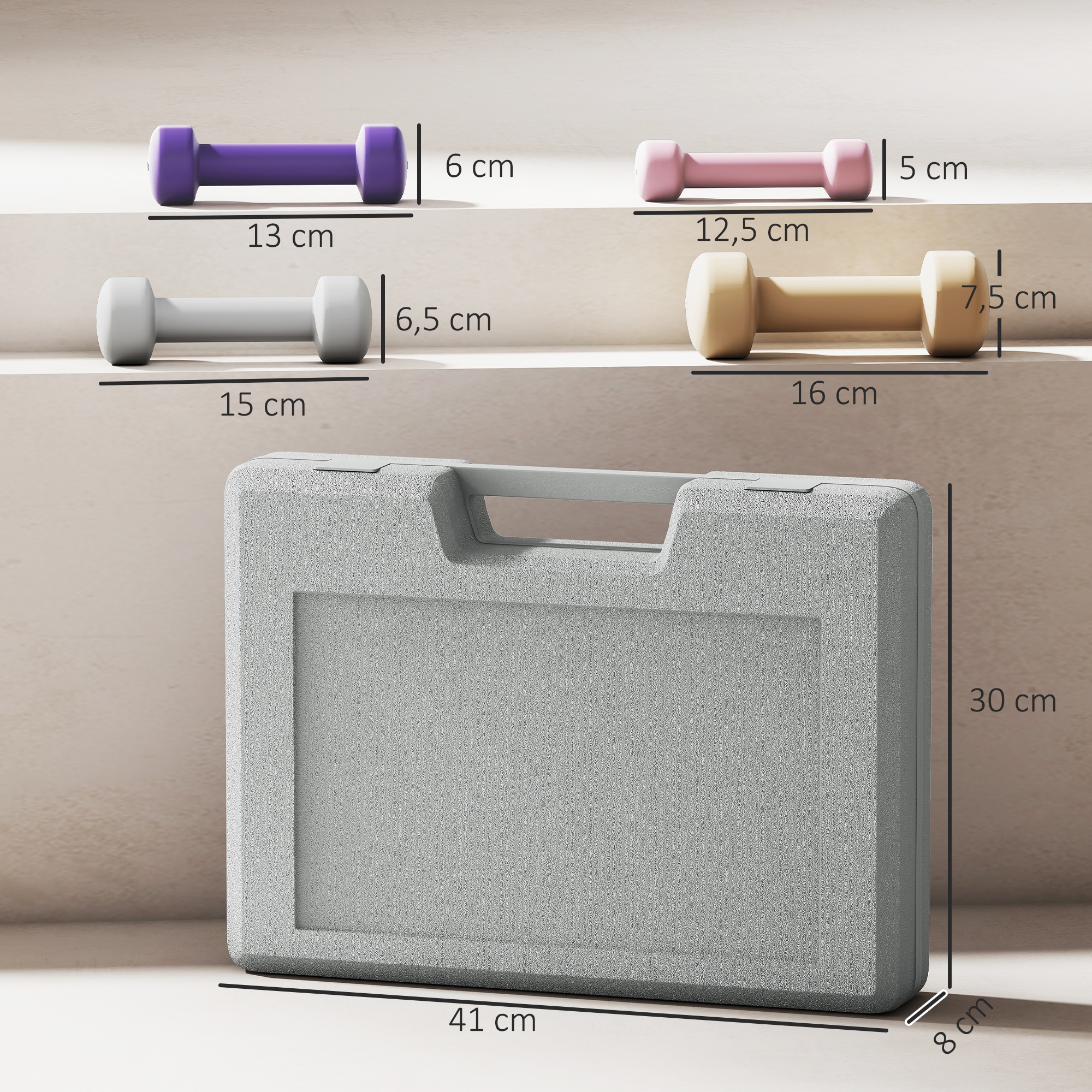 Hantelset 4 Paar 0,5kg-10kg Hanteln Mit Koffer, Hantel-Set Aus Gusseisen, Hexagon_desvips.com